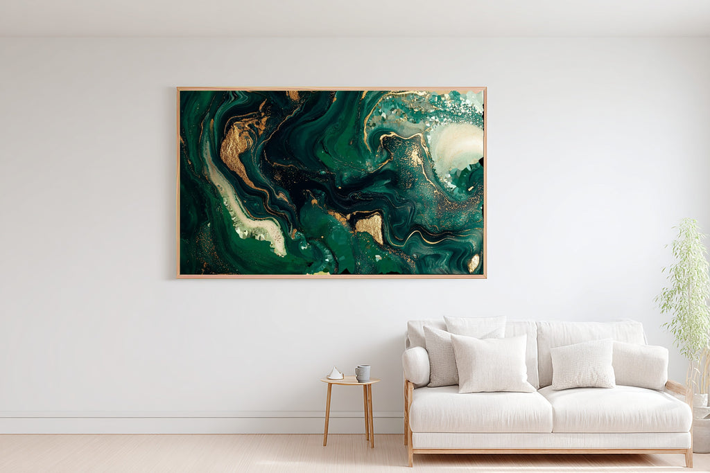 Luxe Modern Emerald Gold Marble Luxe Canvas Wall Art — Gilded Print for the Home Office, A Gift the Modern-Home Friend Will Adore — emerald-gold-marble-luxe-bedroom-wall-art.jpg