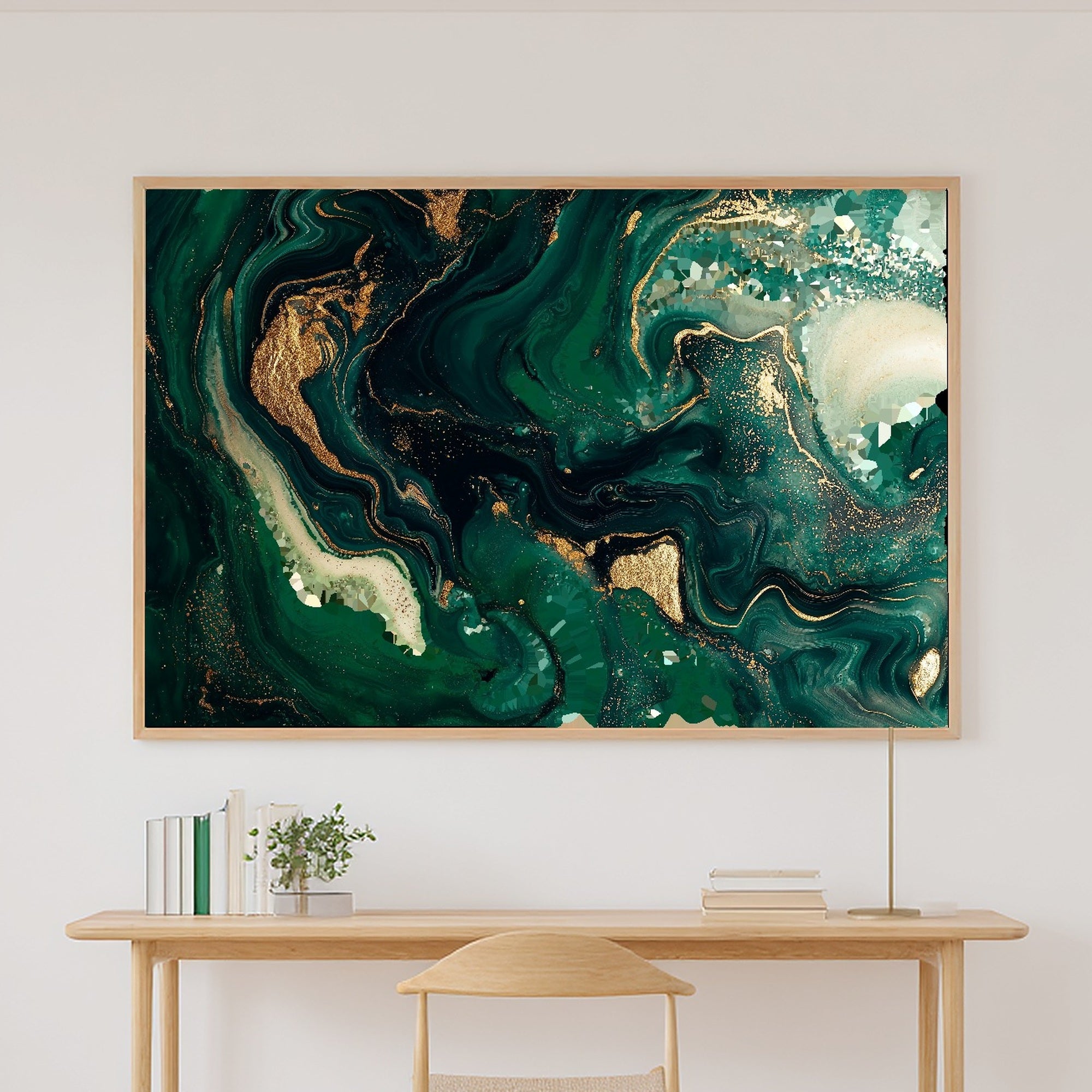 Luxe Modern Emerald Gold Marble Luxe Canvas Wall Art — Gilded Print for the Home Office, A Gift the Modern-Home Friend Will Adore — emerald-gold-marble-luxe-canvas-print.jpg
