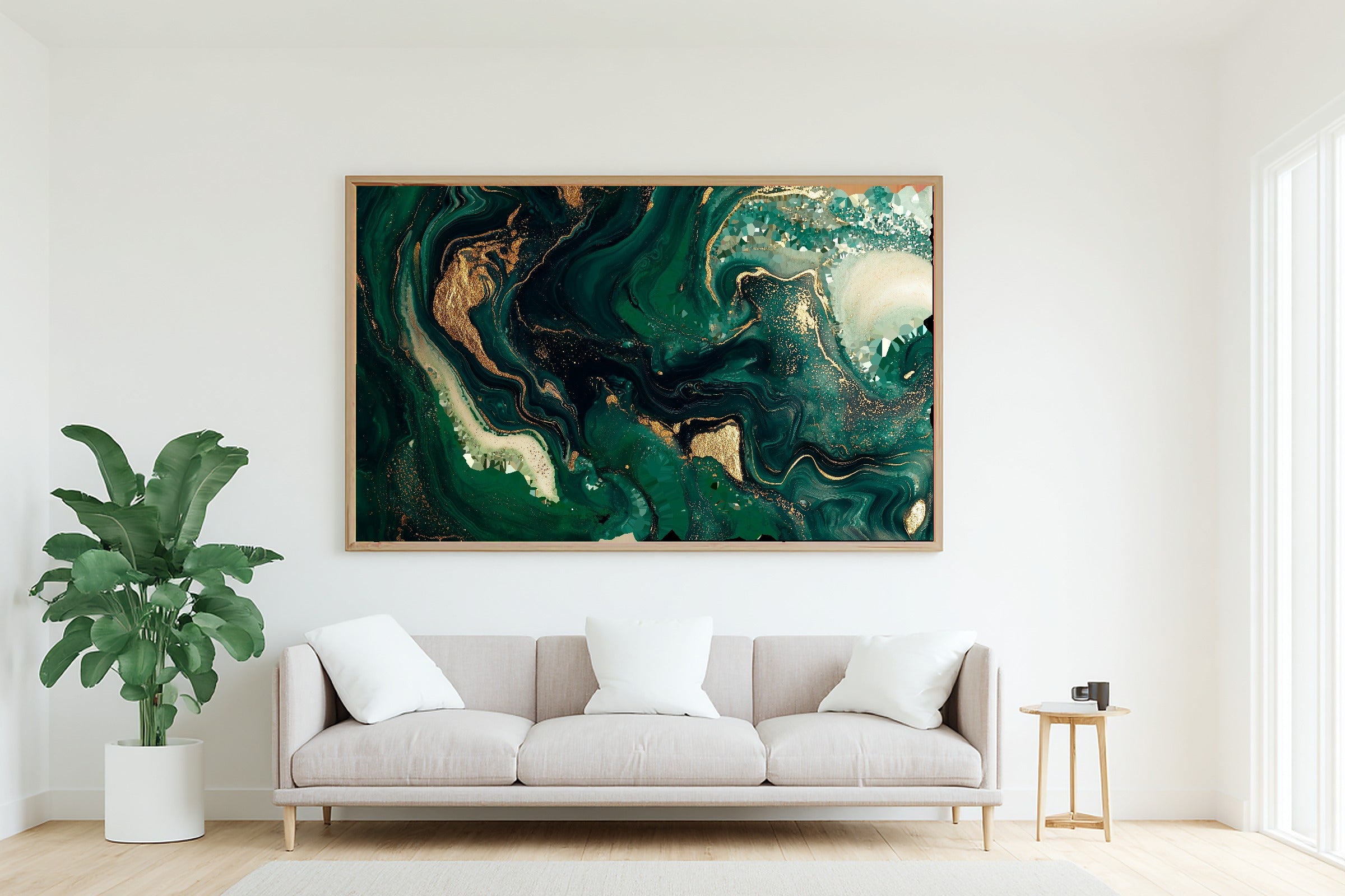 Luxe Modern Emerald Gold Marble Luxe Canvas Wall Art — Gilded Print for the Home Office, A Gift the Modern-Home Friend Will Adore — emerald-gold-marble-luxe-living-room-wall-art.jpg