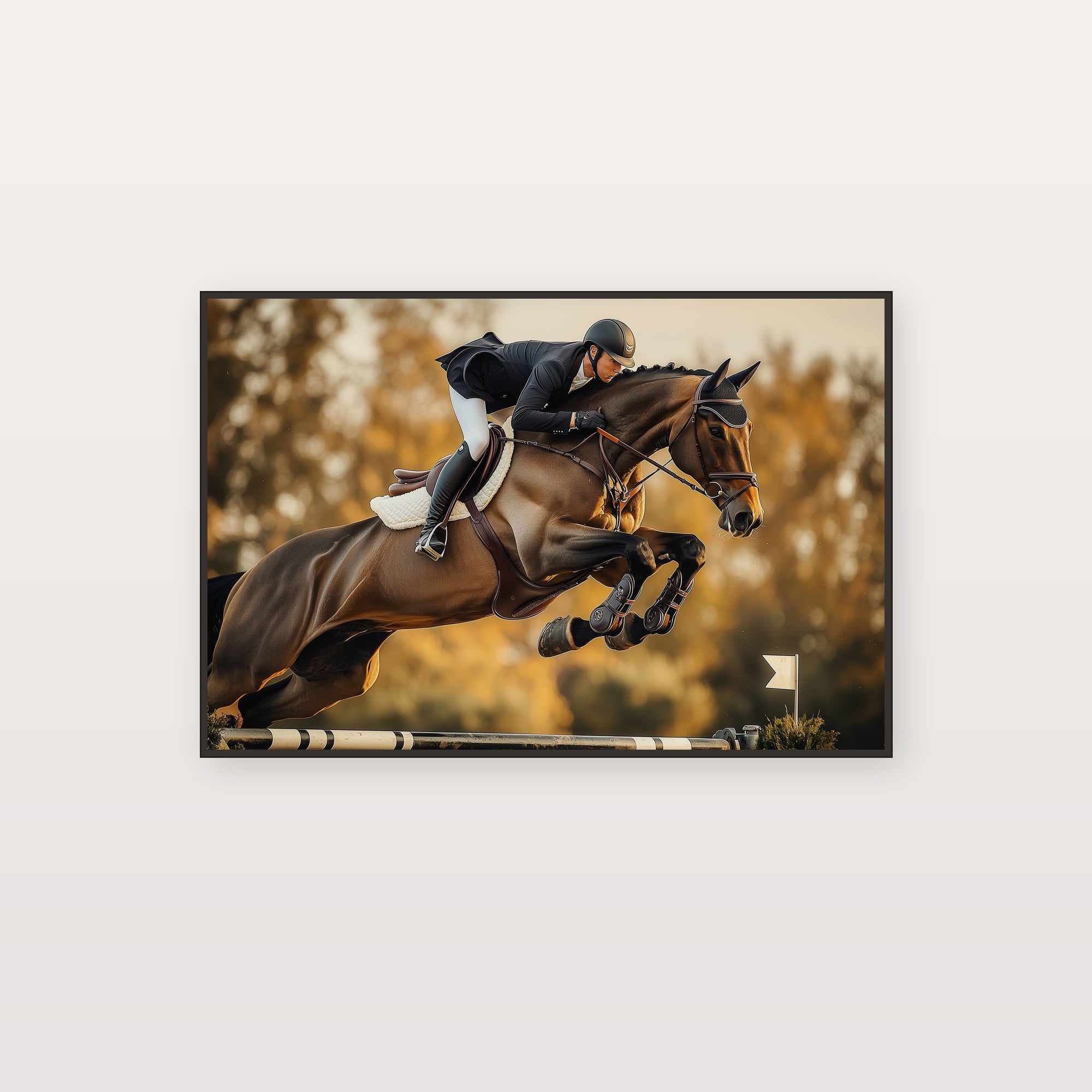 Show Jumper Canvas Wall Art | Equestrian Painterly Print, Horse Decor, Stretched Canvas — equestrian-show-jumper-canvas-print.jpg