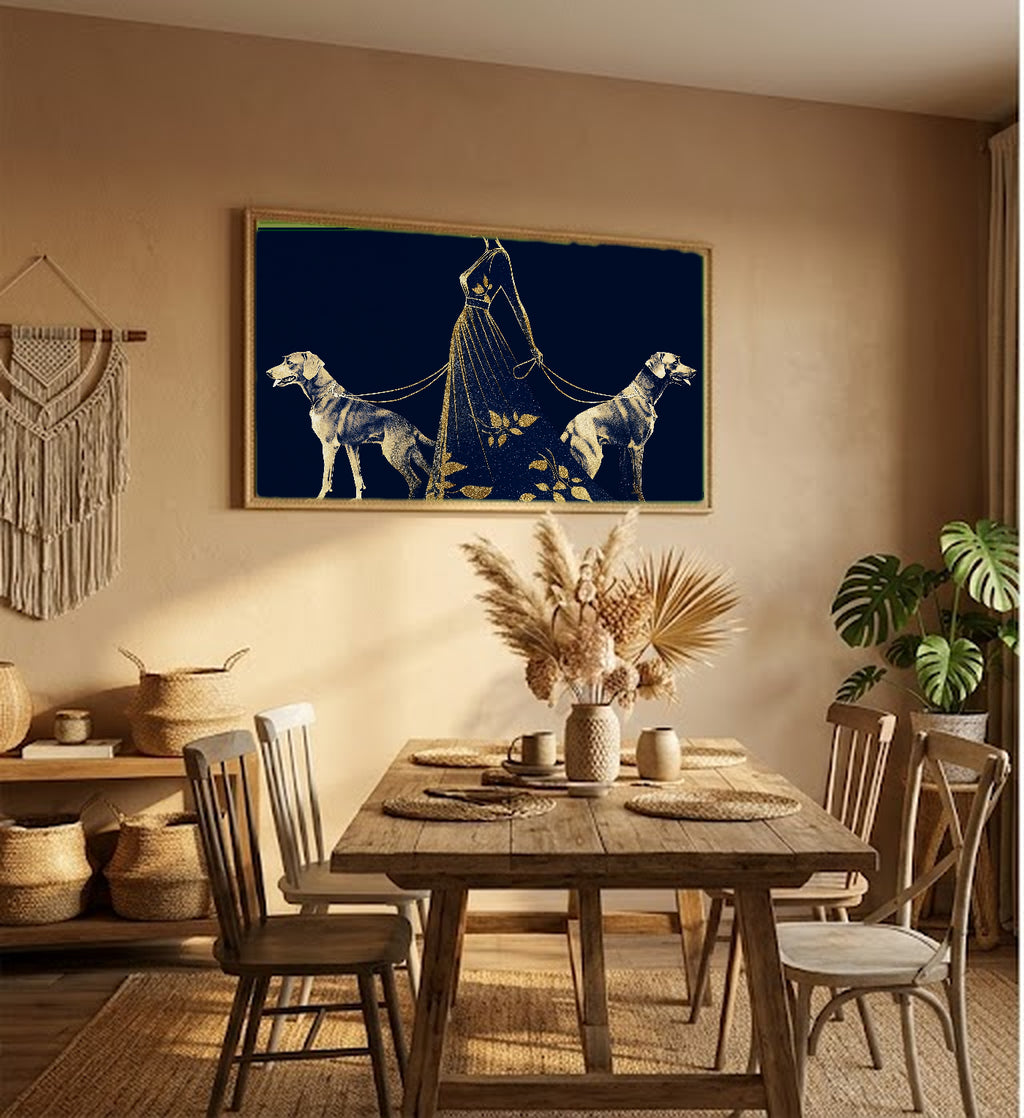 Erte Greyhound Canvas Wall Art | Art Deco Silhouette Print, 1920s Glamour Decor, Stretched Canvas — erte-greyhound-silhouette-hallway-wall-art.jpg