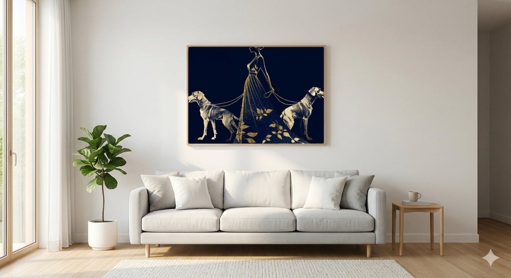 Erte Greyhound Canvas Wall Art | Art Deco Silhouette Print, 1920s Glamour Decor, Stretched Canvas — erte-greyhound-silhouette-living-room-wall-art.jpg
