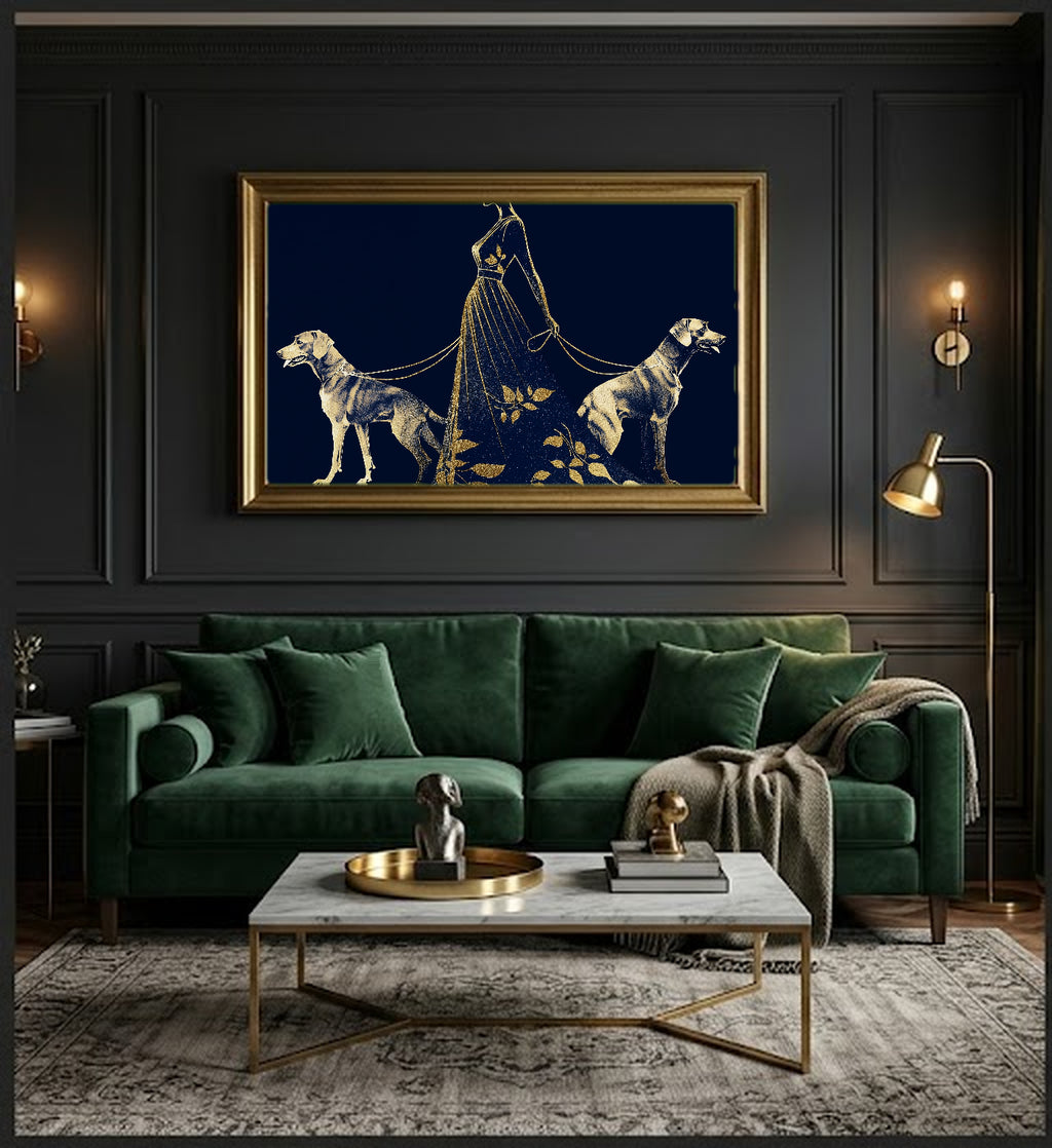 Erte Greyhound Canvas Wall Art | Art Deco Silhouette Print, 1920s Glamour Decor, Stretched Canvas — erte-greyhound-silhouette-office-wall-art.jpg
