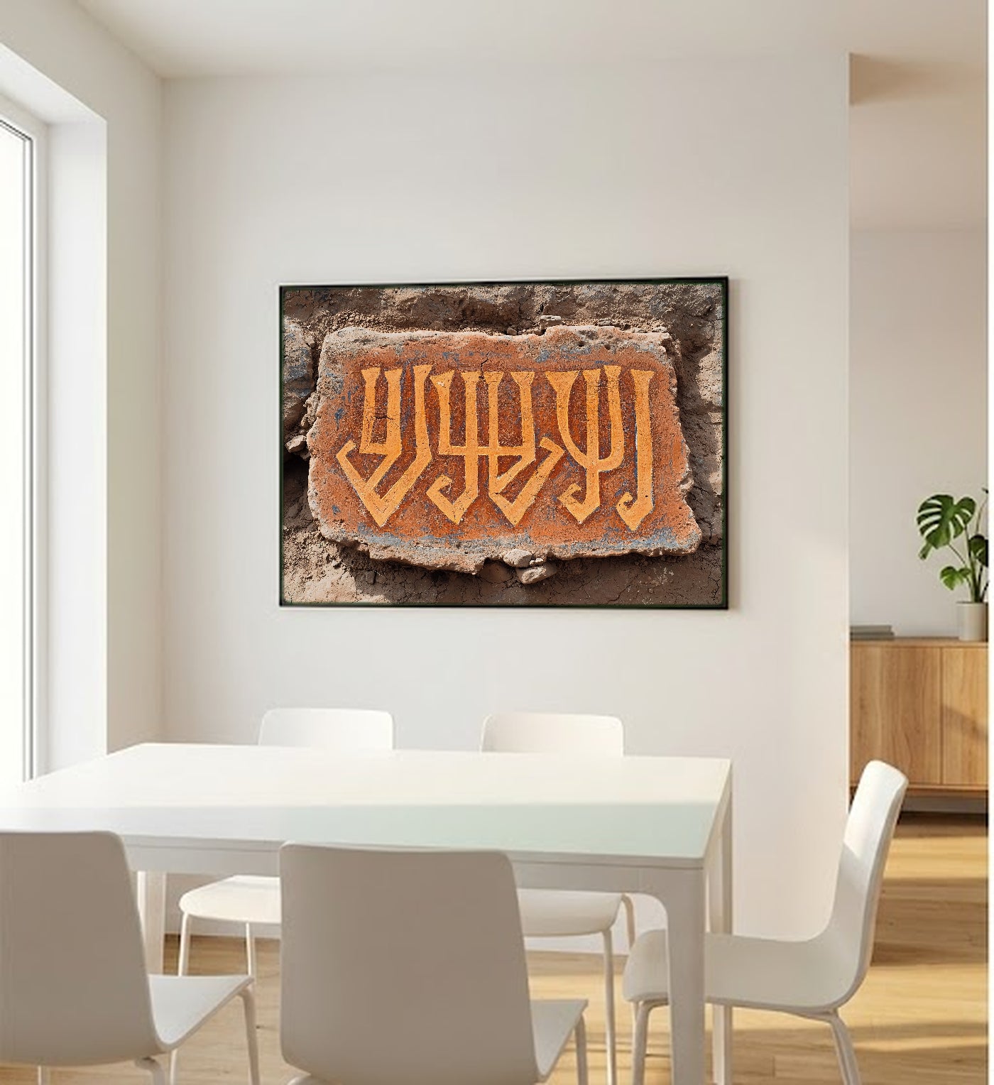 Ethiopian Script Canvas Wall Art | Geez Calligraphy Terracotta Print, Afrohemian Heritage Decor, Stretched Canvas — ethiopian-script-terracotta-bedroom-wall-art.jpg