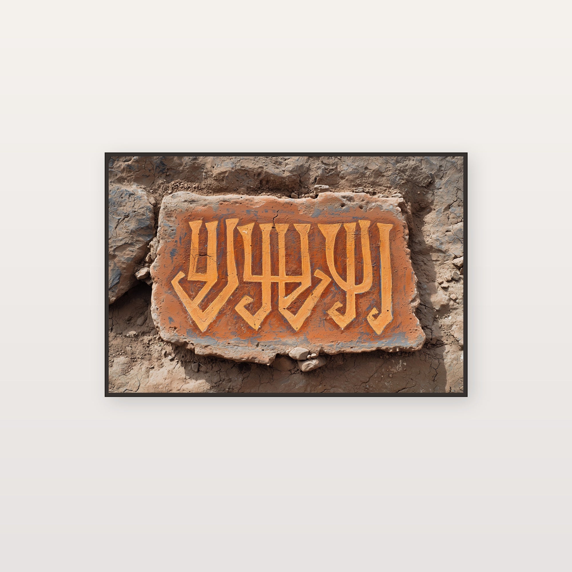 Ethiopian Script Canvas Wall Art | Geez Calligraphy Terracotta Print, Afrohemian Heritage Decor, Stretched Canvas — ethiopian-script-terracotta-canvas-print.jpg