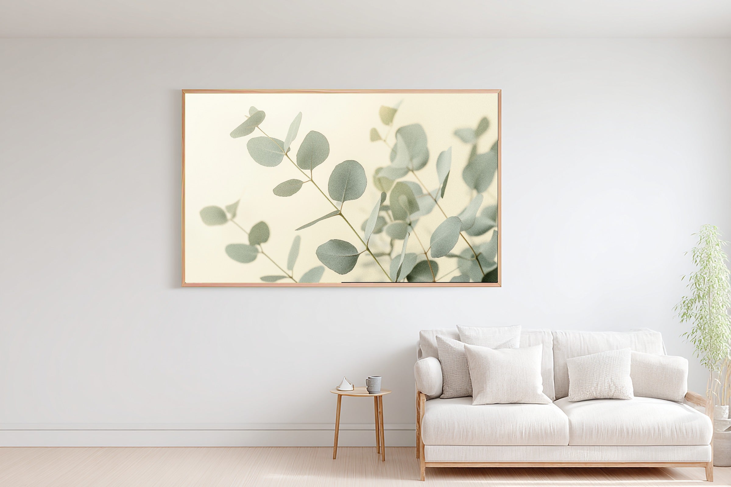 Eucalyptus Botanical Dusk Print on Stretched Canvas — Cozy Soft Nordic for the Bedroom, Gift for the Aurora Chaser Next Door — eucalyptus-botanical-dusk-bedroom-wall-art.jpg