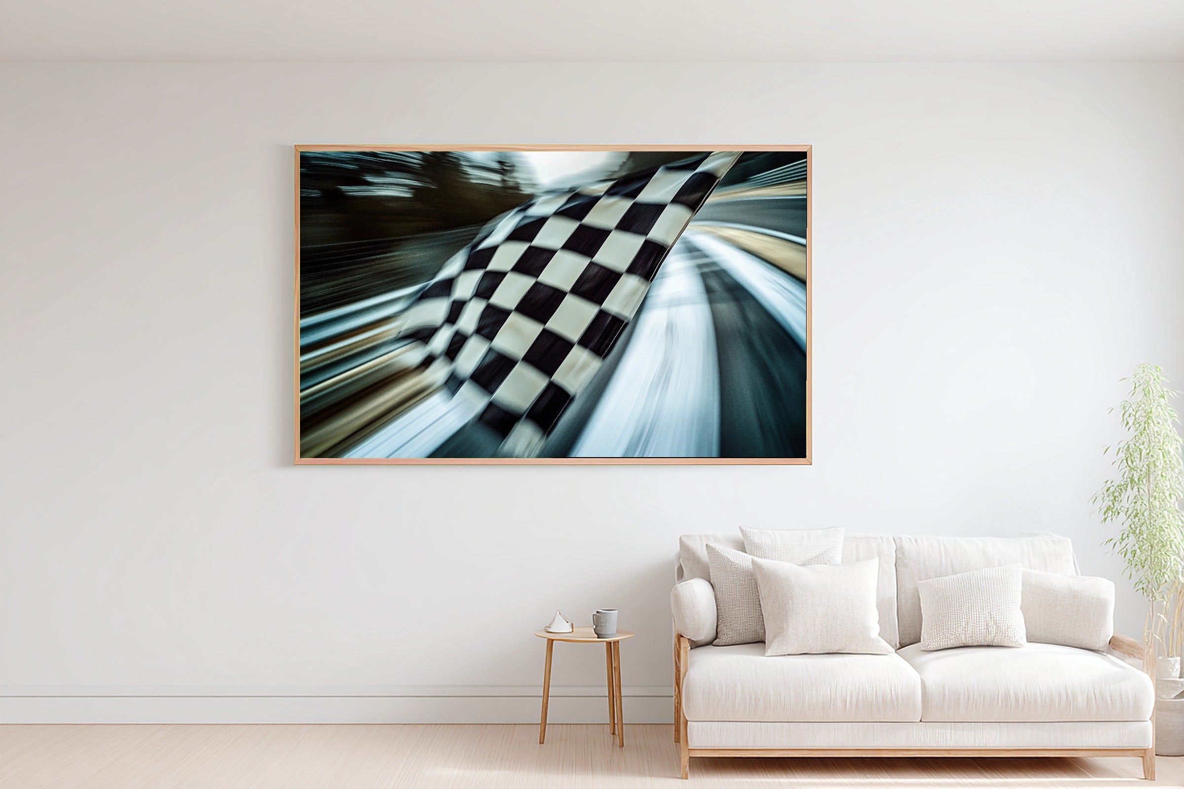 Timeless F1 Checkered Flag Abstract — Bold Mid-Century Wall Art, Warm Kitchen Decor, Stretched Canvas, Ready to Hang — f1-checkered-flag-abstract-bedroom-wall-art.jpg