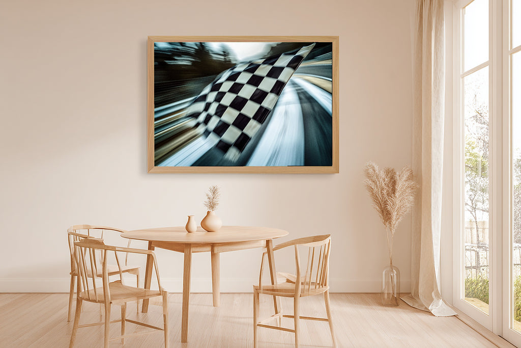 Timeless F1 Checkered Flag Abstract — Bold Mid-Century Wall Art, Warm Kitchen Decor, Stretched Canvas, Ready to Hang — f1-checkered-flag-abstract-dining-room-wall-art.jpg