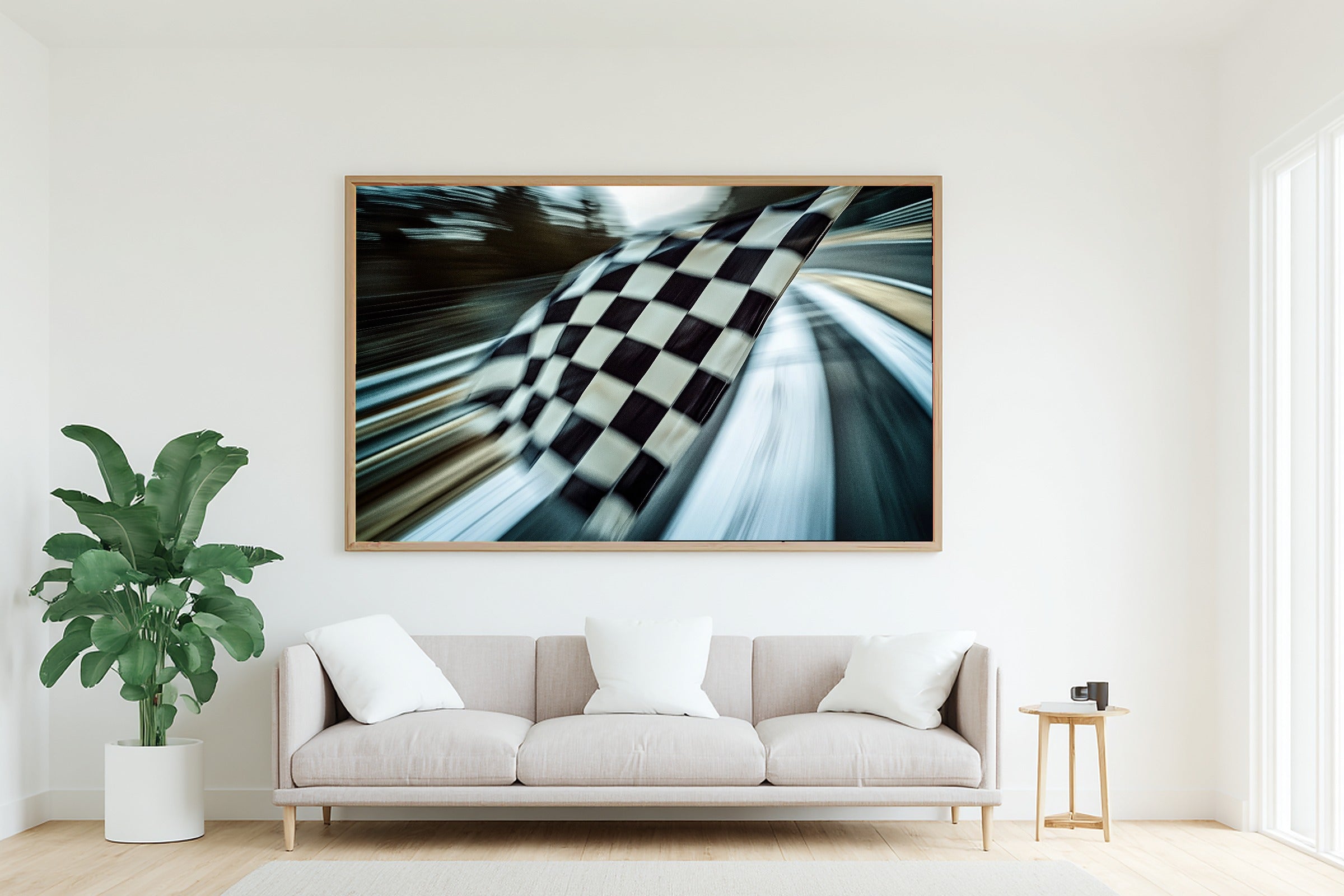 Timeless F1 Checkered Flag Abstract — Bold Mid-Century Wall Art, Warm Kitchen Decor, Stretched Canvas, Ready to Hang — f1-checkered-flag-abstract-living-room-wall-art.jpg