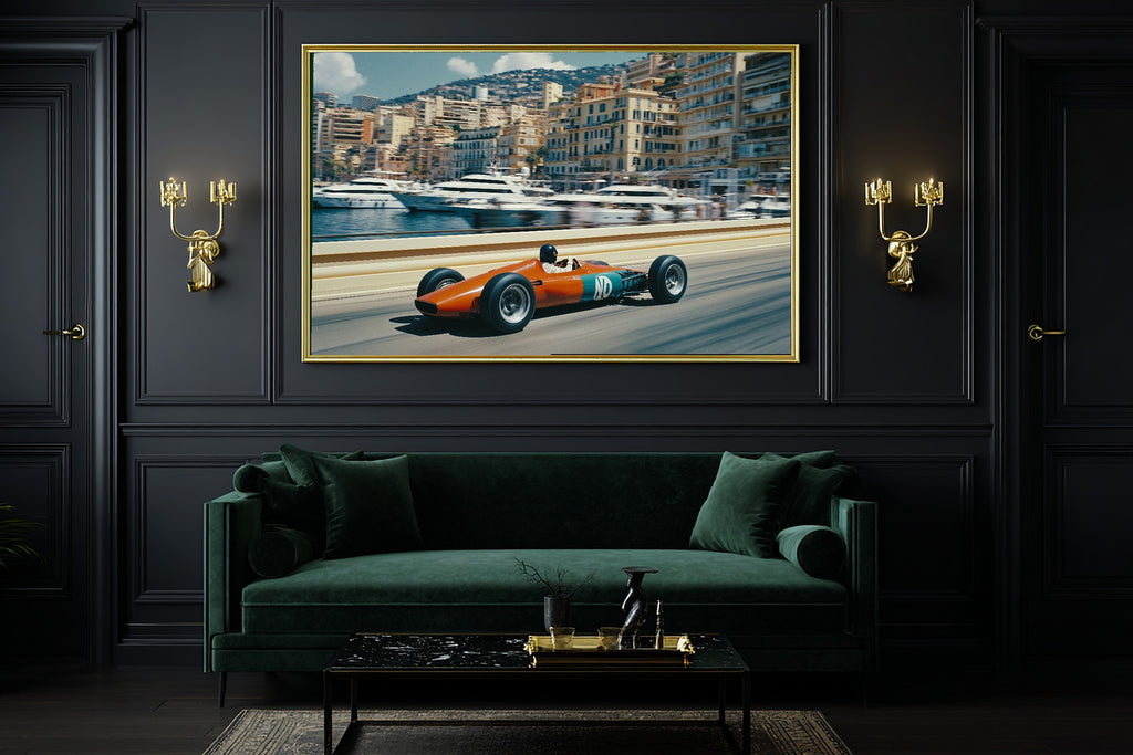F1 Monaco Grand Prix Retro Cozy Studio Wall Art — Soulful Print for the Living Room, Stretched Canvas Gift for the Art Lover in Your Life — f1-monaco-grand-prix-retro-office-wall-art.jpg
