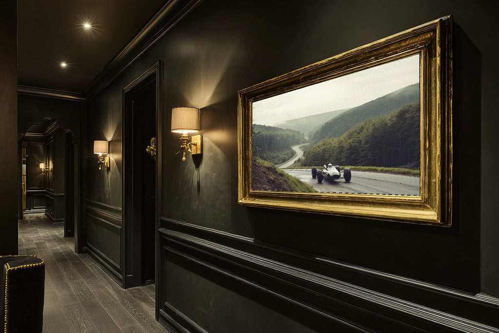 Soft Painterly F1 Spa Francorchamps Retro Canvas Wall Art — Warm Print for the Living Room, A Gift the Art Lover in Your Life Will Adore — f1-spa-francorchamps-retro-hallway-wall-art.jpg