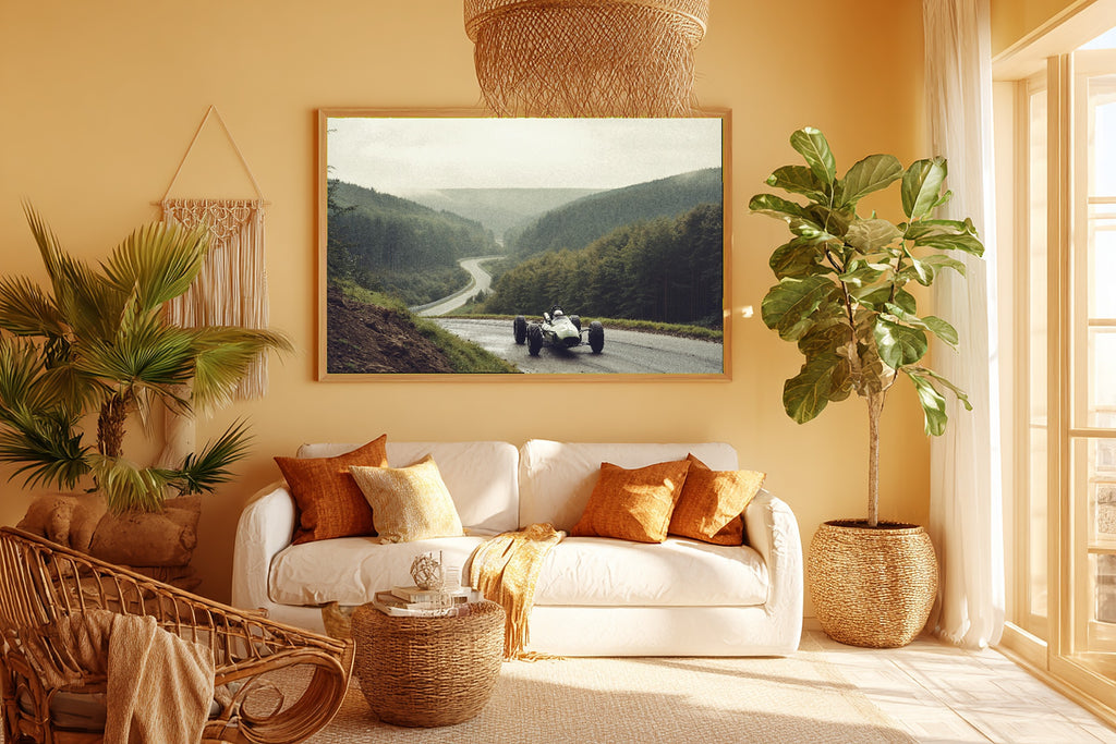 Soft Painterly F1 Spa Francorchamps Retro Canvas Wall Art — Warm Print for the Living Room, A Gift the Art Lover in Your Life Will Adore — f1-spa-francorchamps-retro-room-5-wall-art.jpg