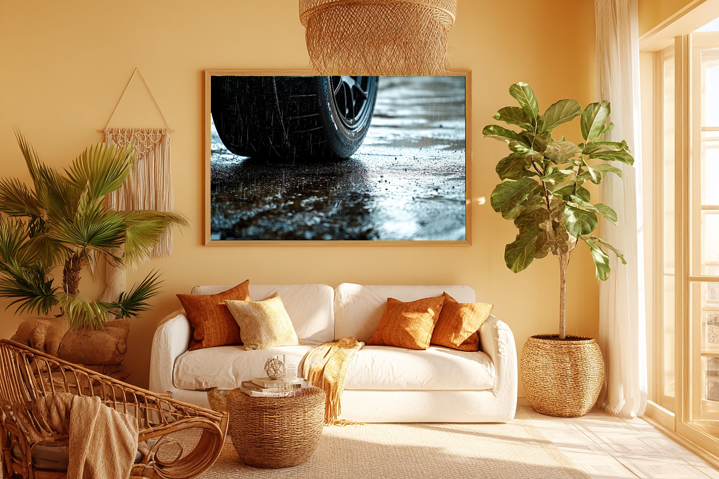 F1 Tire Tread Macro Noir Print on Stretched Canvas — Heartfelt Warm Gallery for the Living Room, Gift for the Art Lover in Your Life — f1-tire-tread-macro-noir-room-5-wall-art.jpg