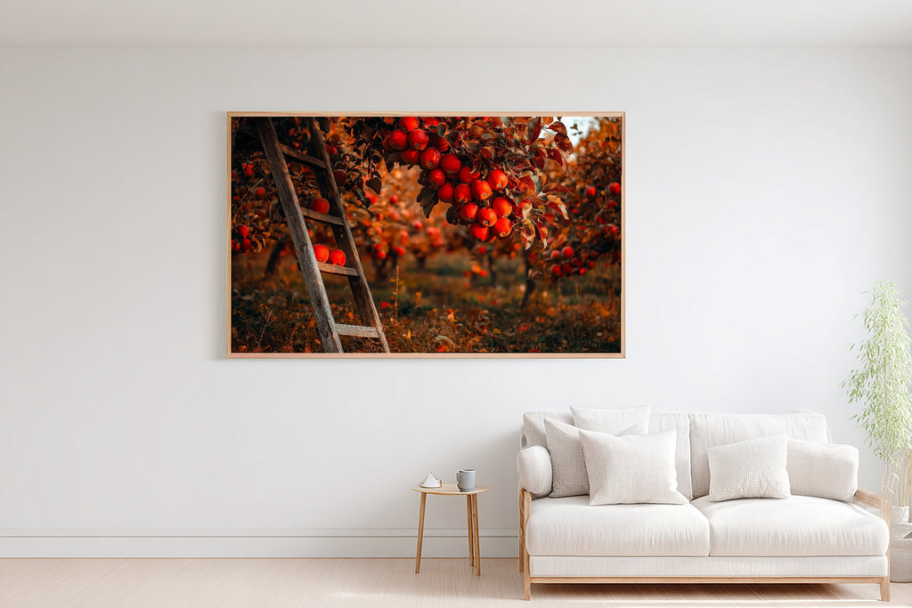 Soft Tidal Fall Apple Orchard Ladder Painterly — Dreamy Seaside Wall Art, Warm Beach House Decor, Stretched Canvas, Ready to Hang — fall-apple-orchard-ladder-painterly-bedroom-wall-art.jpg