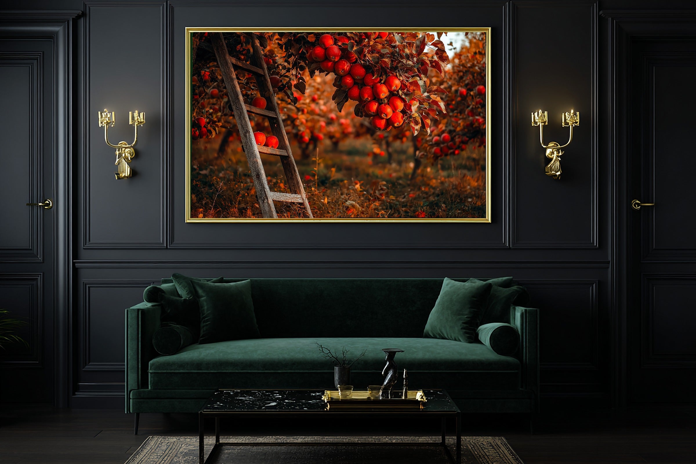 Soft Tidal Fall Apple Orchard Ladder Painterly — Dreamy Seaside Wall Art, Warm Beach House Decor, Stretched Canvas, Ready to Hang — fall-apple-orchard-ladder-painterly-office-wall-art.jpg