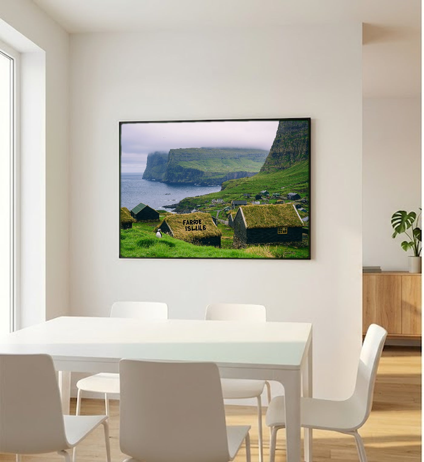 Faroe Islands Canvas Wall Art | Vintage Travel Poster Print, Nordic Decor, Stretched Canvas — faroe-islands-vintage-poster-bedroom-wall-art.jpg
