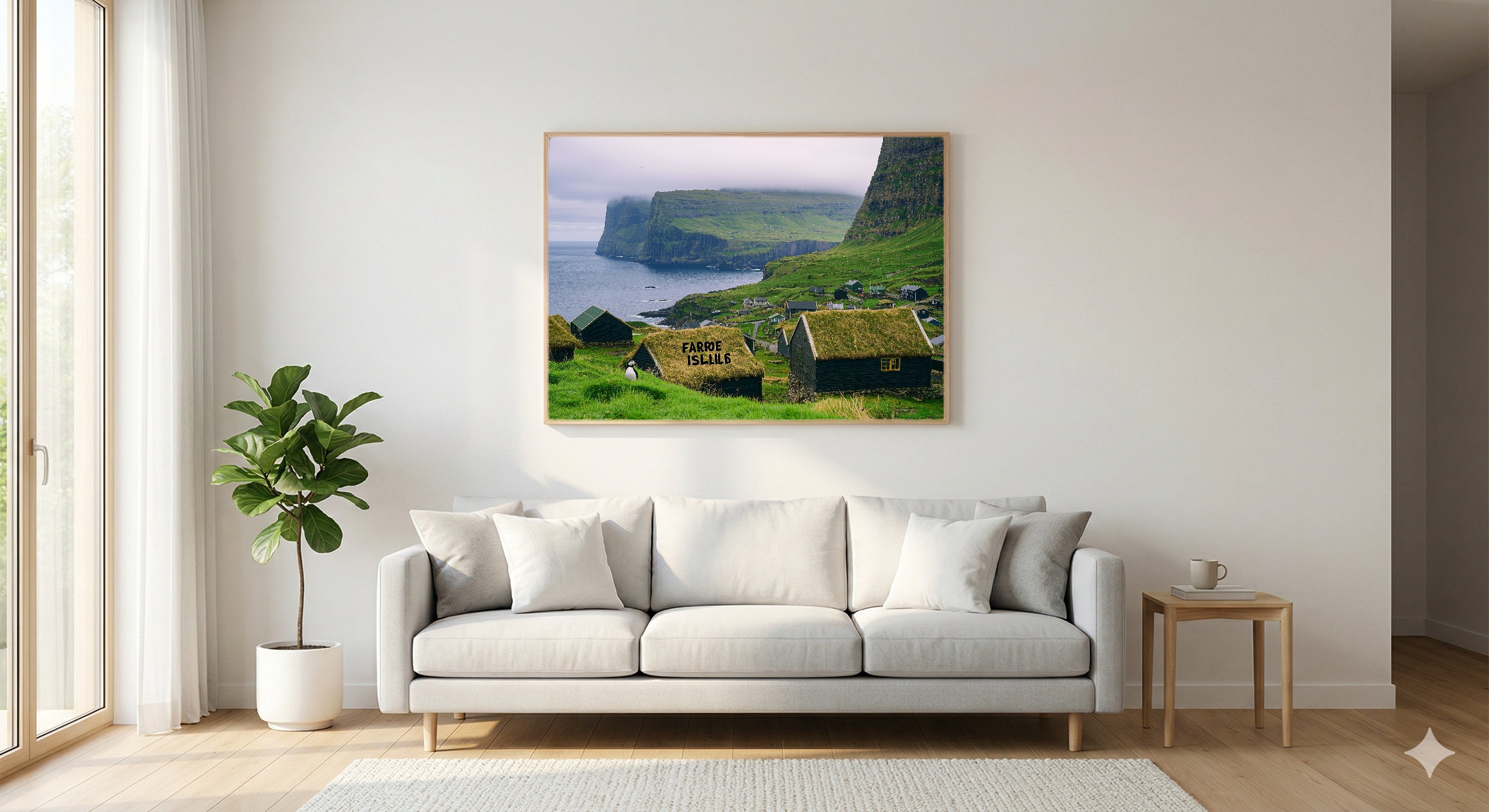 Faroe Islands Canvas Wall Art | Vintage Travel Poster Print, Nordic Decor, Stretched Canvas — faroe-islands-vintage-poster-living-room-wall-art.jpg