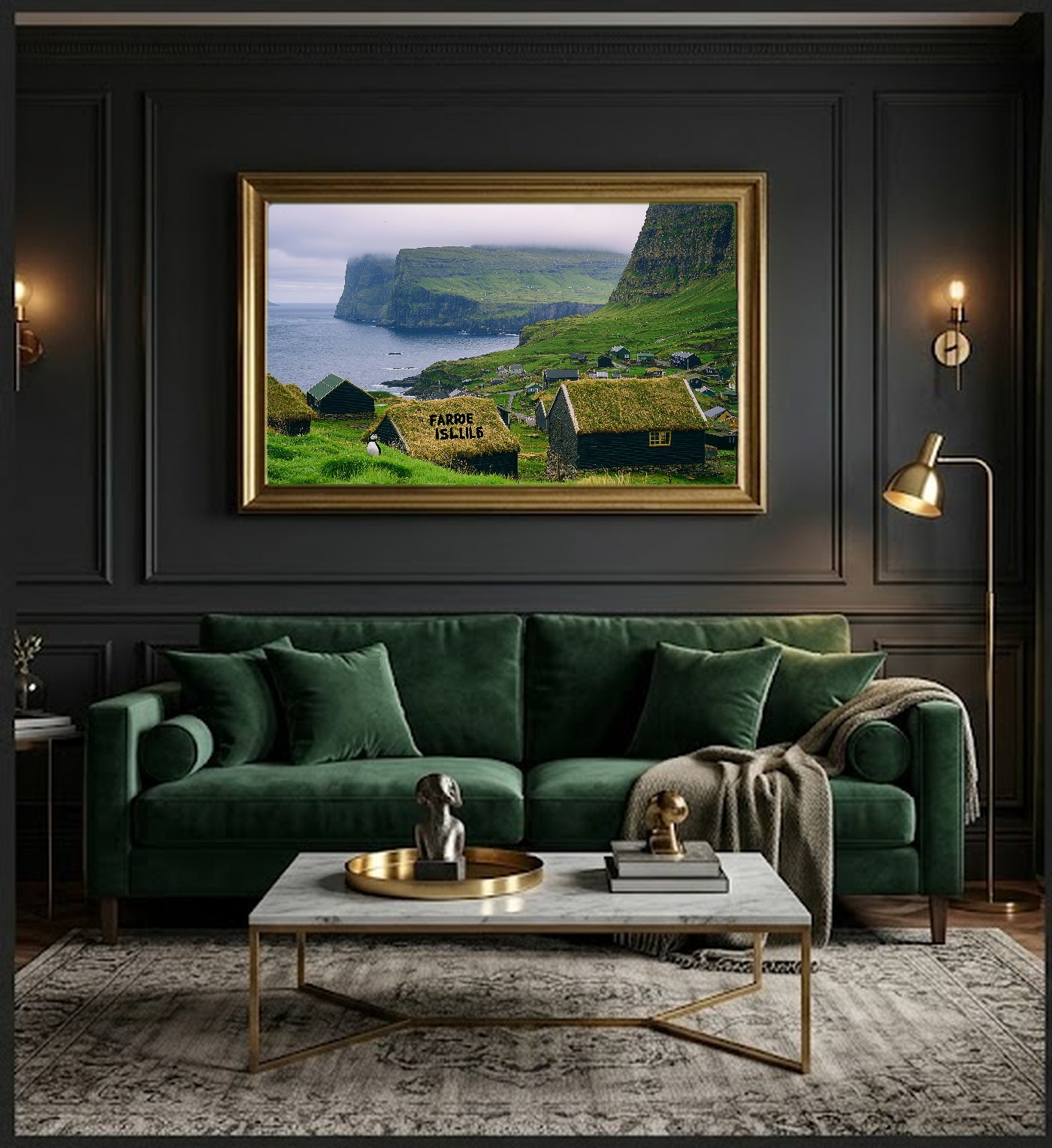 Faroe Islands Canvas Wall Art | Vintage Travel Poster Print, Nordic Decor, Stretched Canvas — faroe-islands-vintage-poster-office-wall-art.jpg