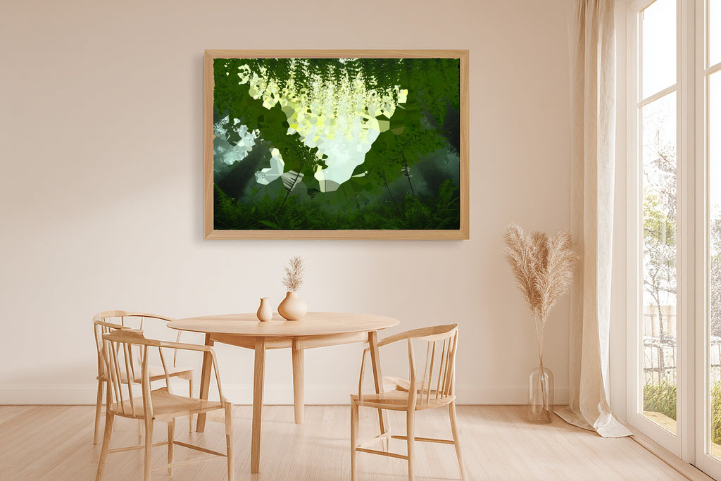 Hand-picked Fern Botanical Arch Giclée Print — Warm Glowing Midnight for the Bedroom, Ready-to-Hang Aurora Chaser Next Door Gift — fern-botanical-arch-dining-room-wall-art.jpg