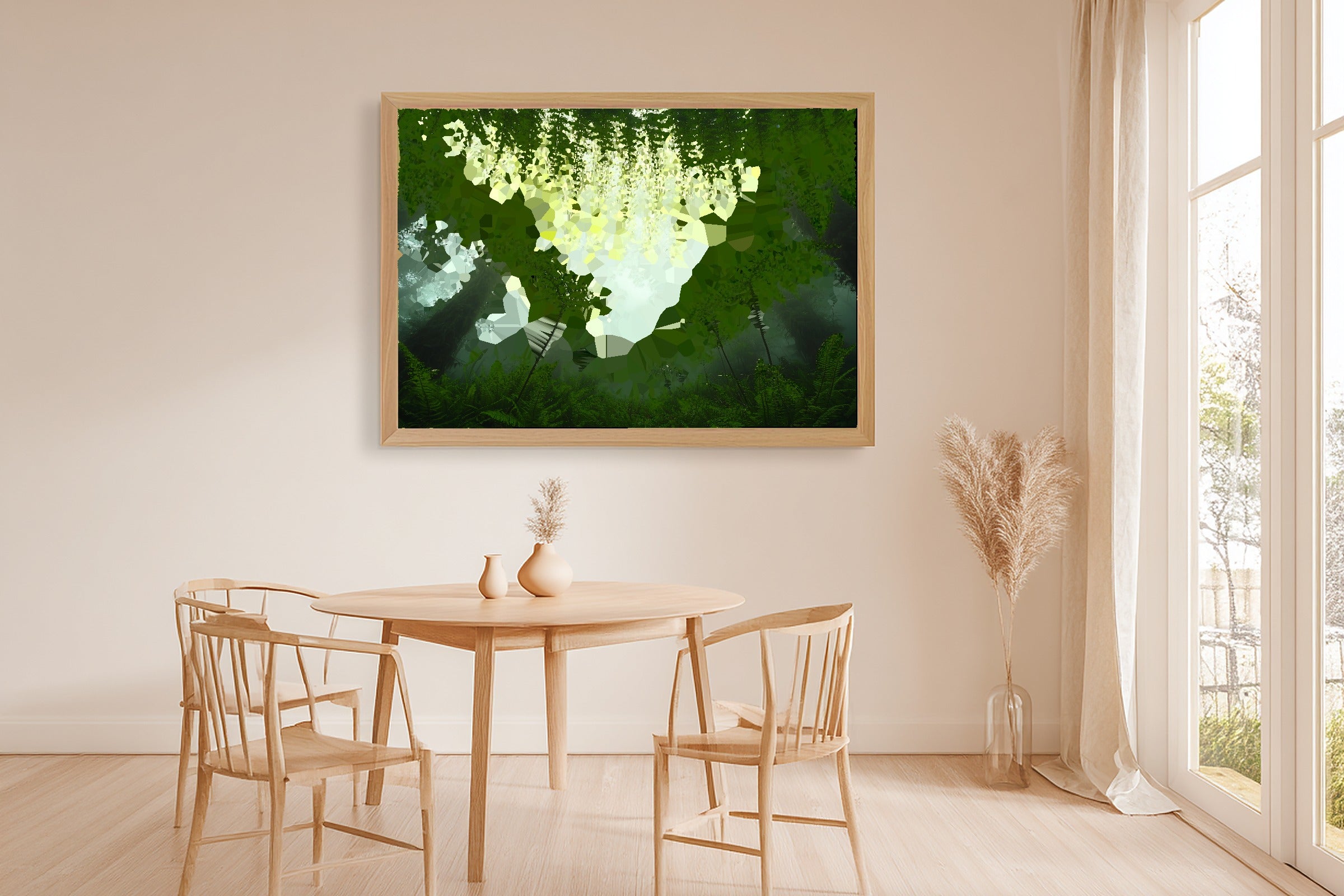 Hand-picked Fern Botanical Arch Giclée Print — Warm Glowing Midnight for the Bedroom, Ready-to-Hang Aurora Chaser Next Door Gift — fern-botanical-arch-dining-room-wall-art.jpg