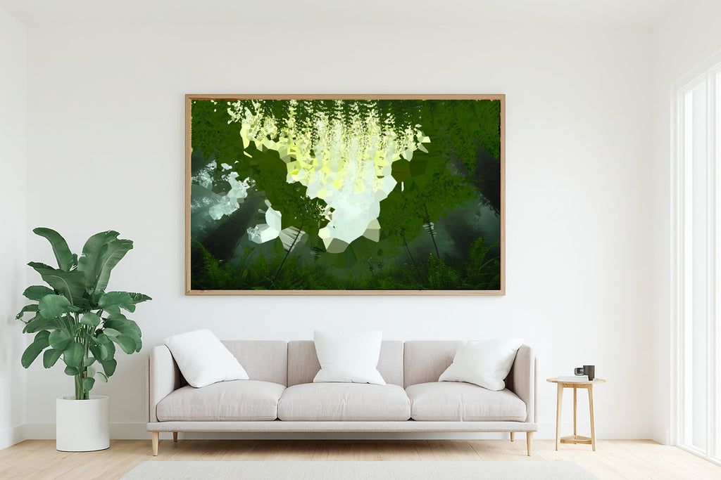 Hand-picked Fern Botanical Arch Giclée Print — Warm Glowing Midnight for the Bedroom, Ready-to-Hang Aurora Chaser Next Door Gift — fern-botanical-arch-living-room-wall-art.jpg