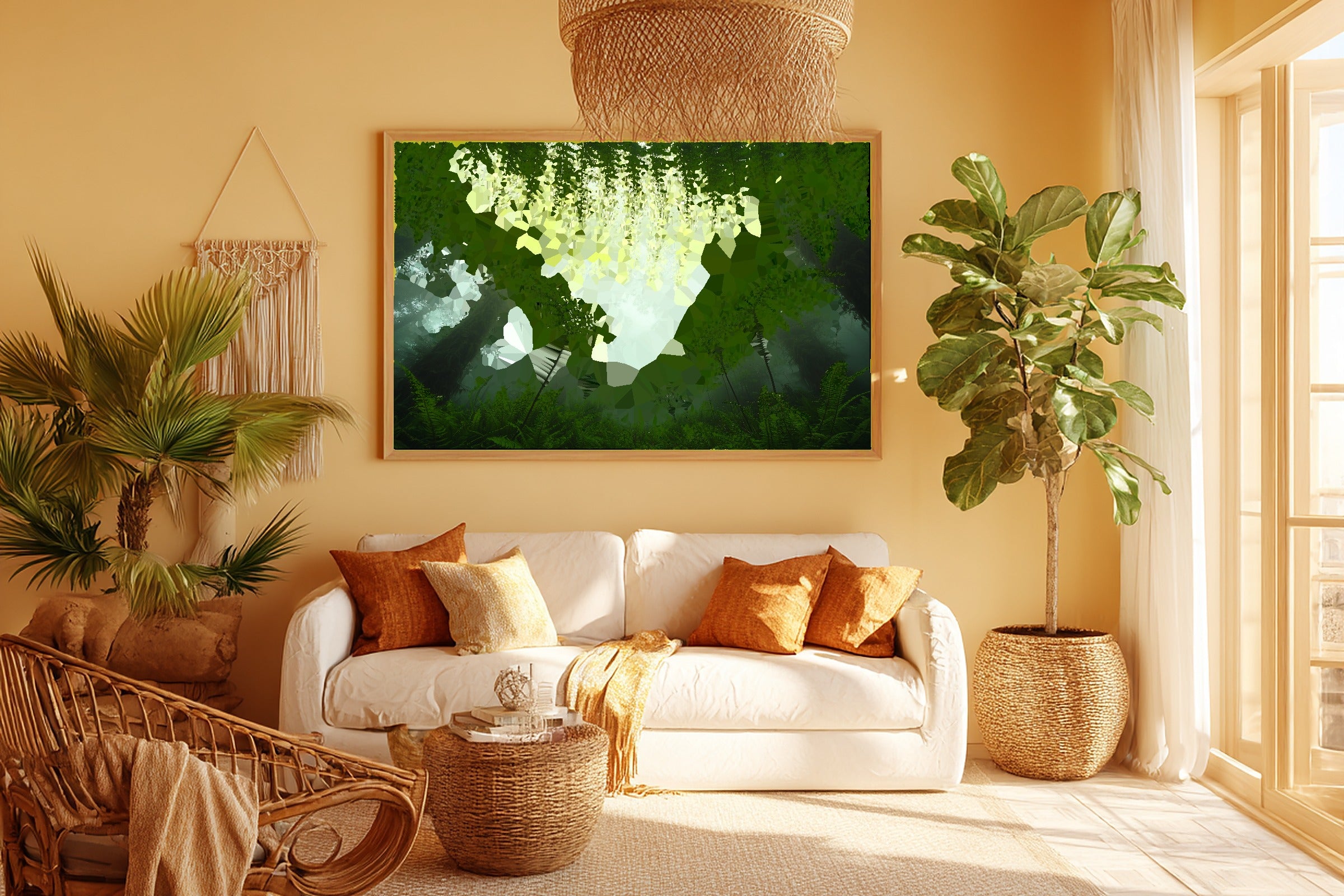 Hand-picked Fern Botanical Arch Giclée Print — Warm Glowing Midnight for the Bedroom, Ready-to-Hang Aurora Chaser Next Door Gift — fern-botanical-arch-room-5-wall-art.jpg