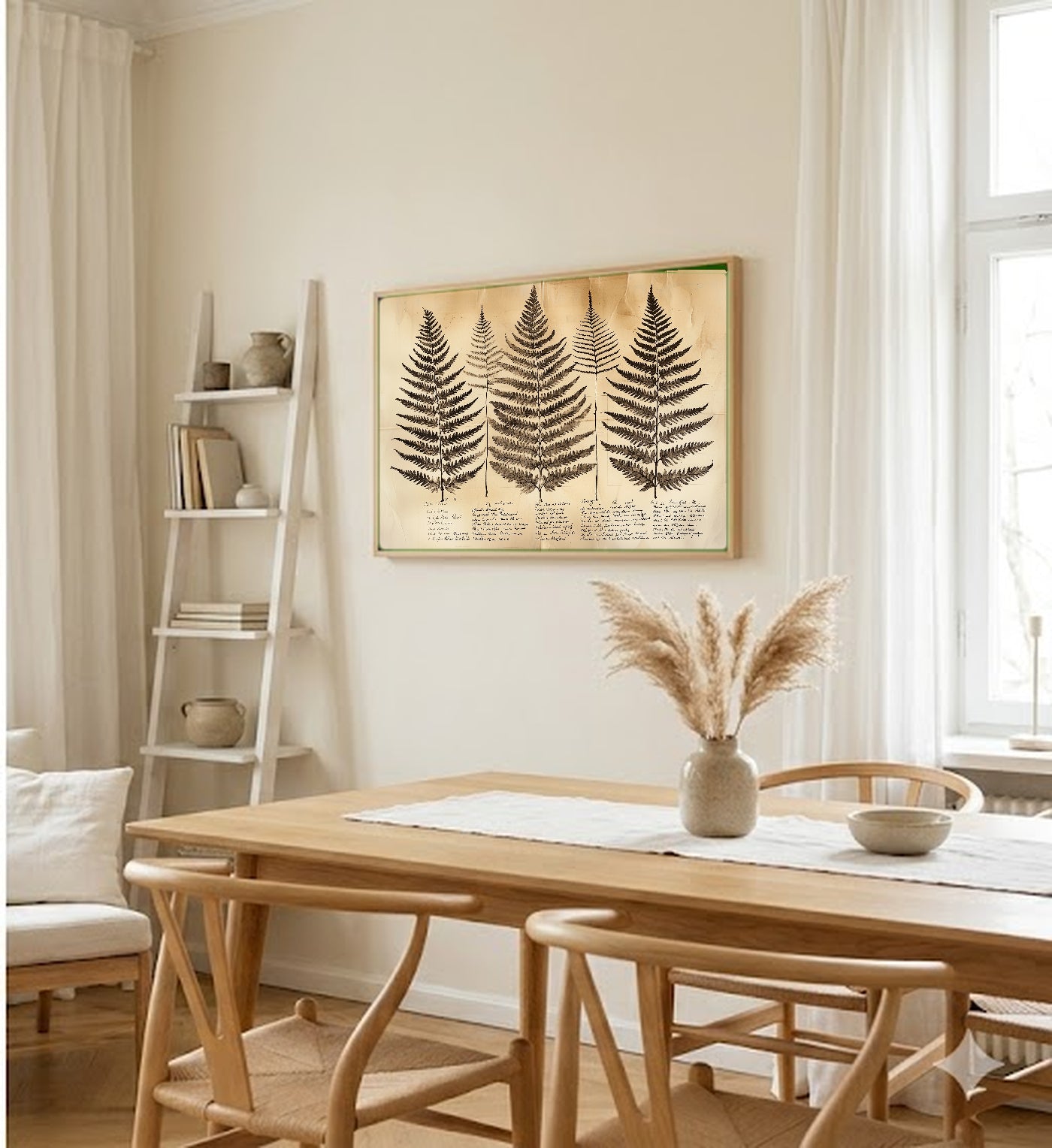 Fern Species Canvas Wall Art | Sepia Botanical Study Print, Victorian Naturalist Decor, Stretched Canvas — fern-species-sepia-study-dining-room-wall-art.jpg