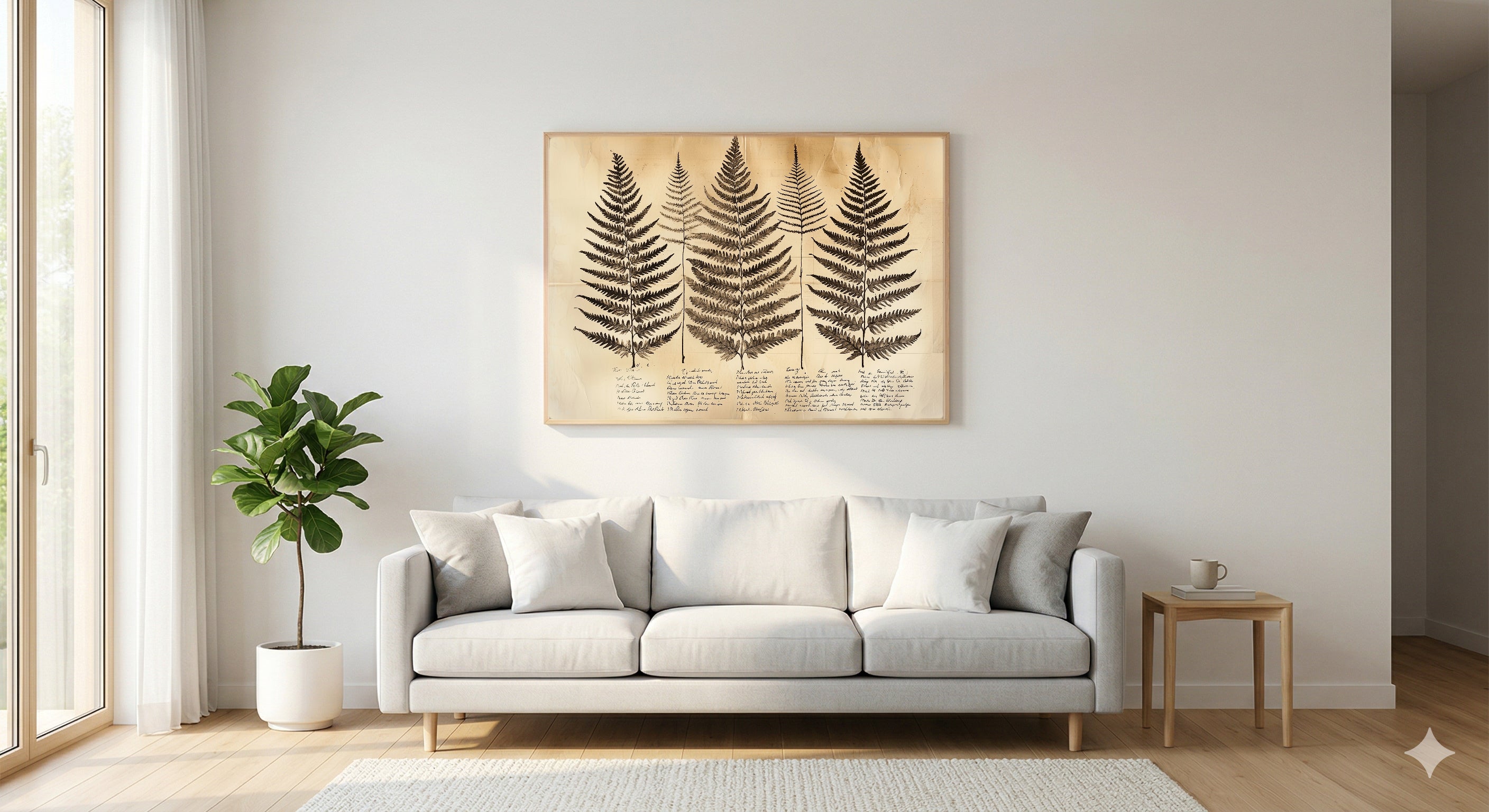 Fern Species Canvas Wall Art | Sepia Botanical Study Print, Victorian Naturalist Decor, Stretched Canvas — fern-species-sepia-study-living-room-wall-art.jpg
