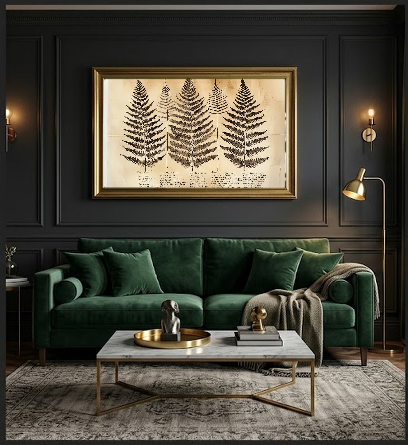 Fern Species Canvas Wall Art | Sepia Botanical Study Print, Victorian Naturalist Decor, Stretched Canvas — fern-species-sepia-study-office-wall-art.jpg