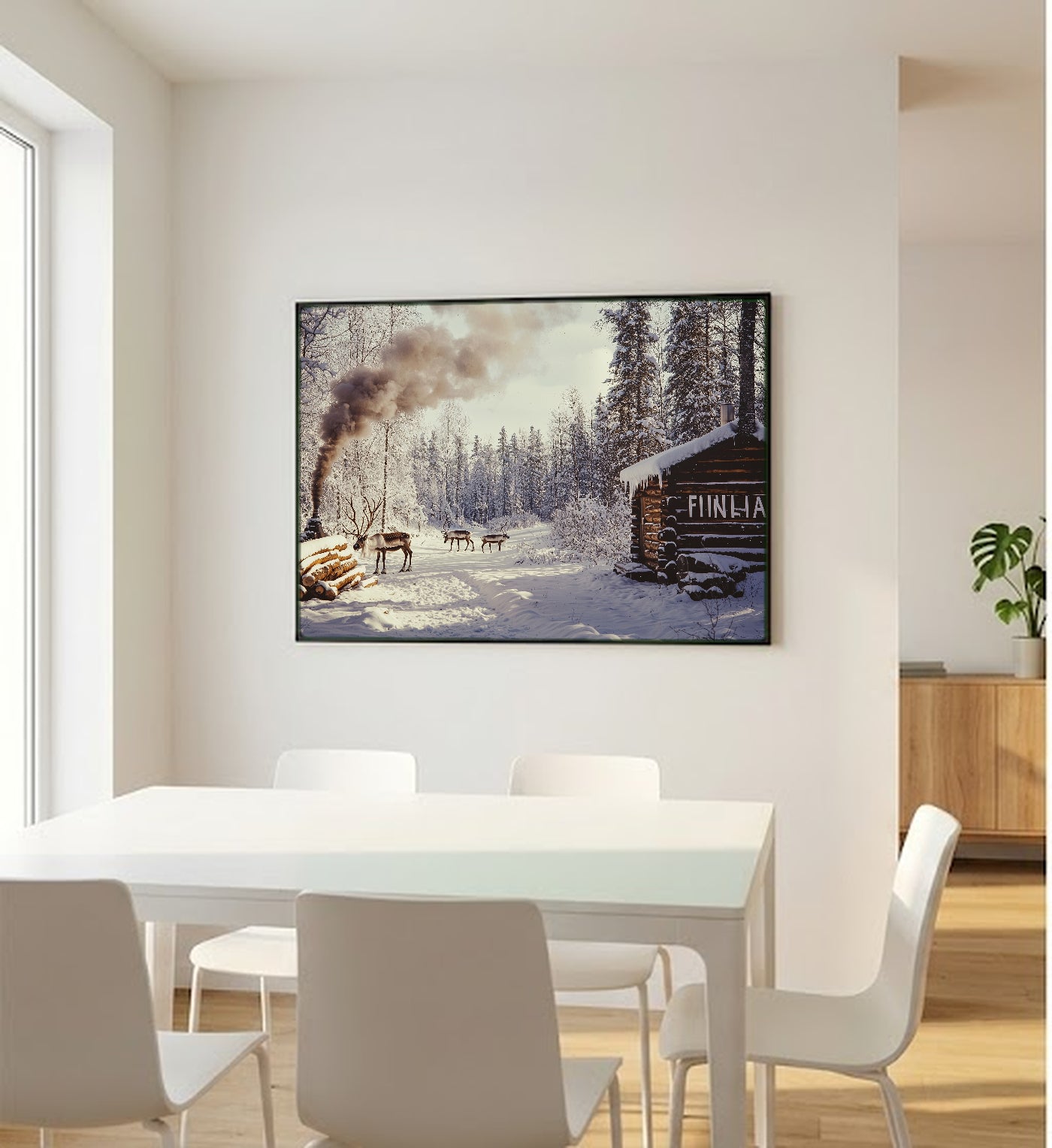 Finland Canvas Wall Art | Reindeer Sauna Vintage Poster Print, Nordic Decor, Stretched Canvas — finland-reindeer-sauna-poster-bedroom-wall-art.jpg