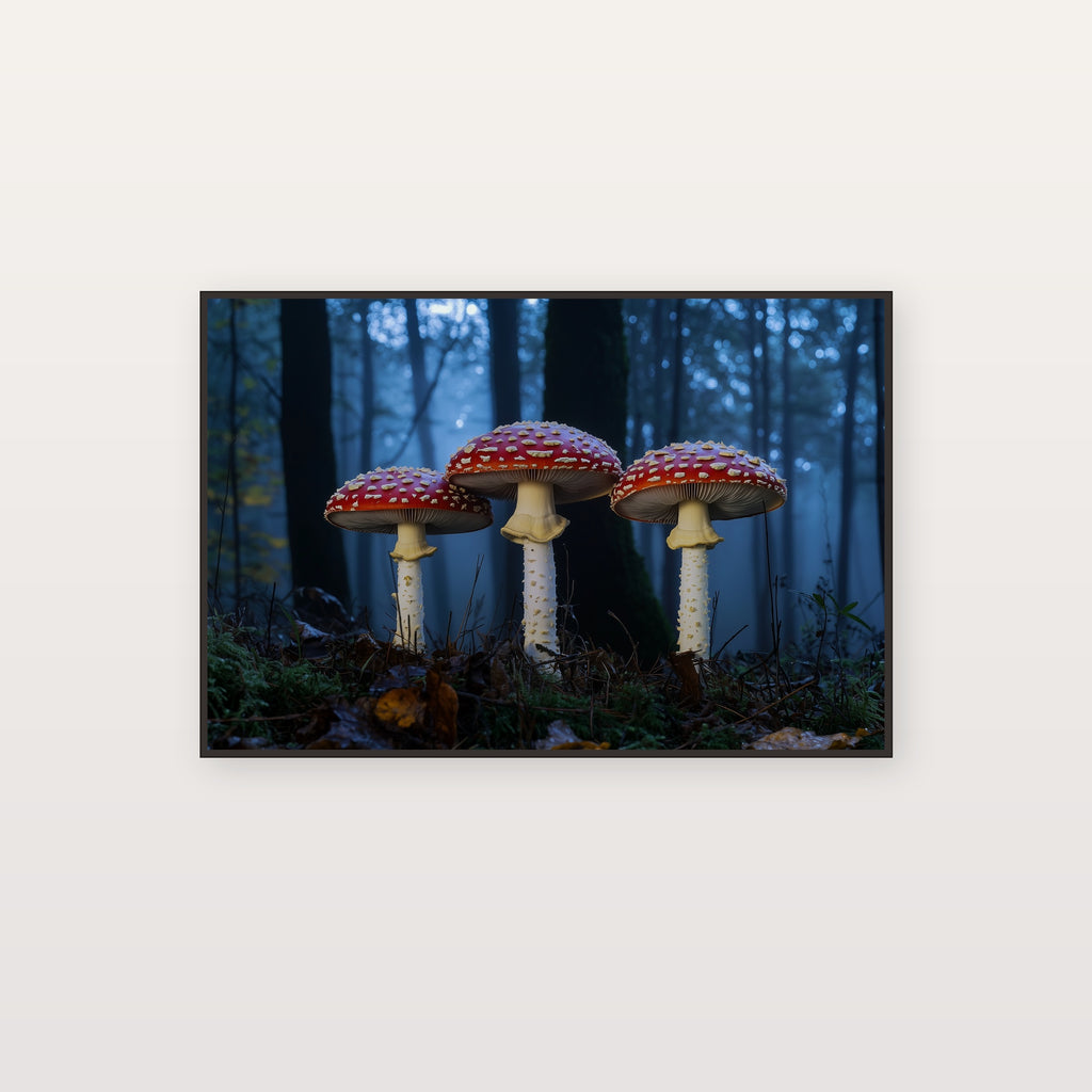 Fly Agaric Trio Canvas Wall Art | Moonlit Forest Print, Gothic Floral Decor, Stretched Canvas — fly-agaric-trio-moonlight-canvas-print.jpg