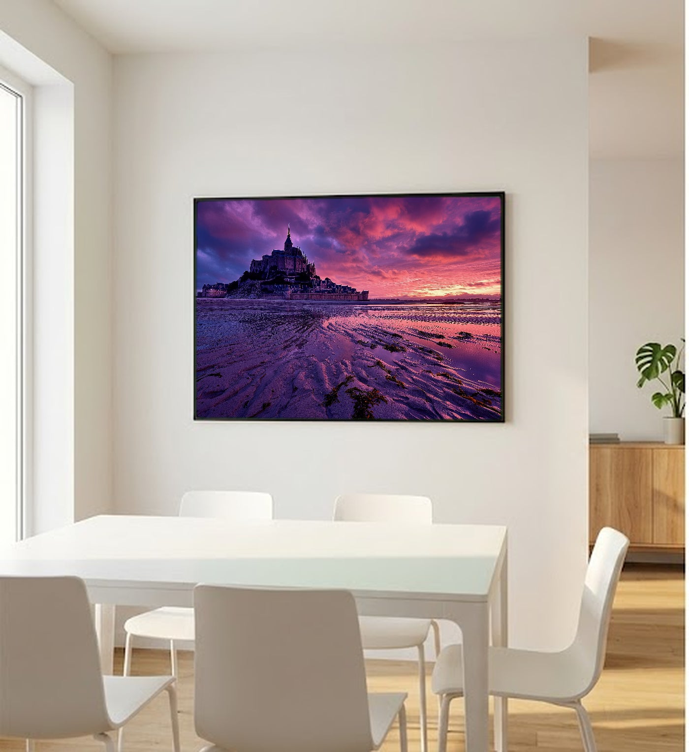 Mont Saint Michel Canvas Wall Art | France Abbey Island Print, Normandy Decor, European Landmark, Stretched Canvas — france-mont-st-michel-bedroom-wall-art.jpg
