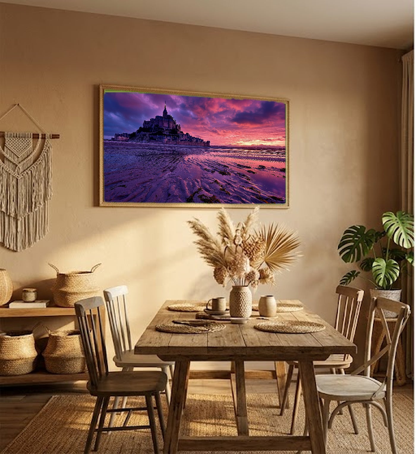 Mont Saint Michel Canvas Wall Art | France Abbey Island Print, Normandy Decor, European Landmark, Stretched Canvas — france-mont-st-michel-hallway-wall-art.jpg