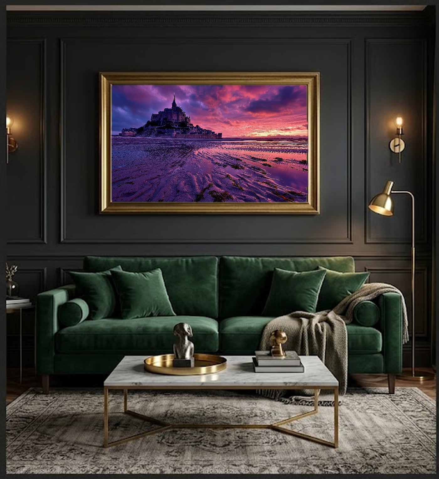 Mont Saint Michel Canvas Wall Art | France Abbey Island Print, Normandy Decor, European Landmark, Stretched Canvas — france-mont-st-michel-office-wall-art.jpg