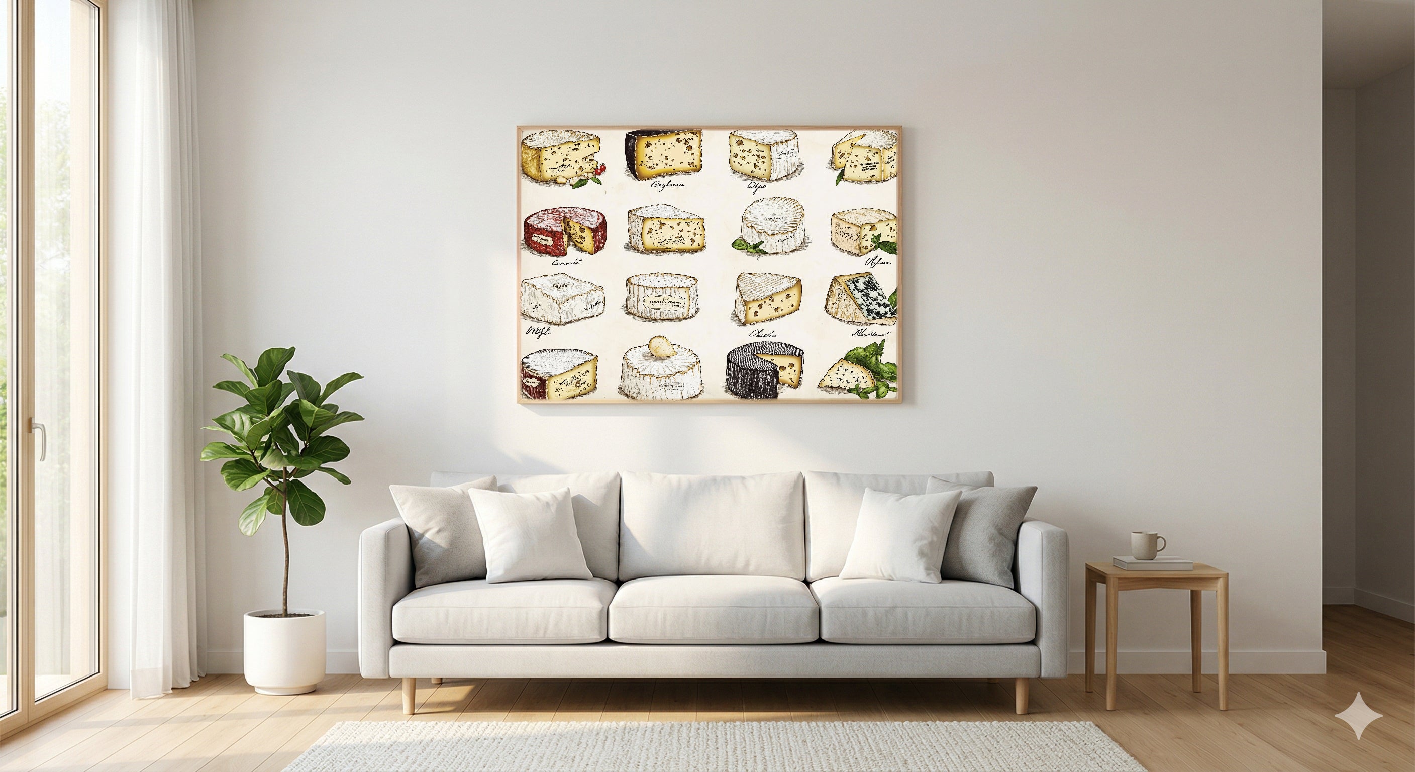 French Cheese Canvas Wall Art | Vintage Chart Print, Kitchen Foodie Decor, Stretched Canvas — french-cheese-vintage-chart-living-room-wall-art.jpg