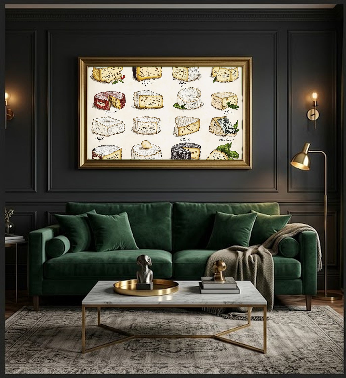 French Cheese Canvas Wall Art | Vintage Chart Print, Kitchen Foodie Decor, Stretched Canvas — french-cheese-vintage-chart-office-wall-art.jpg