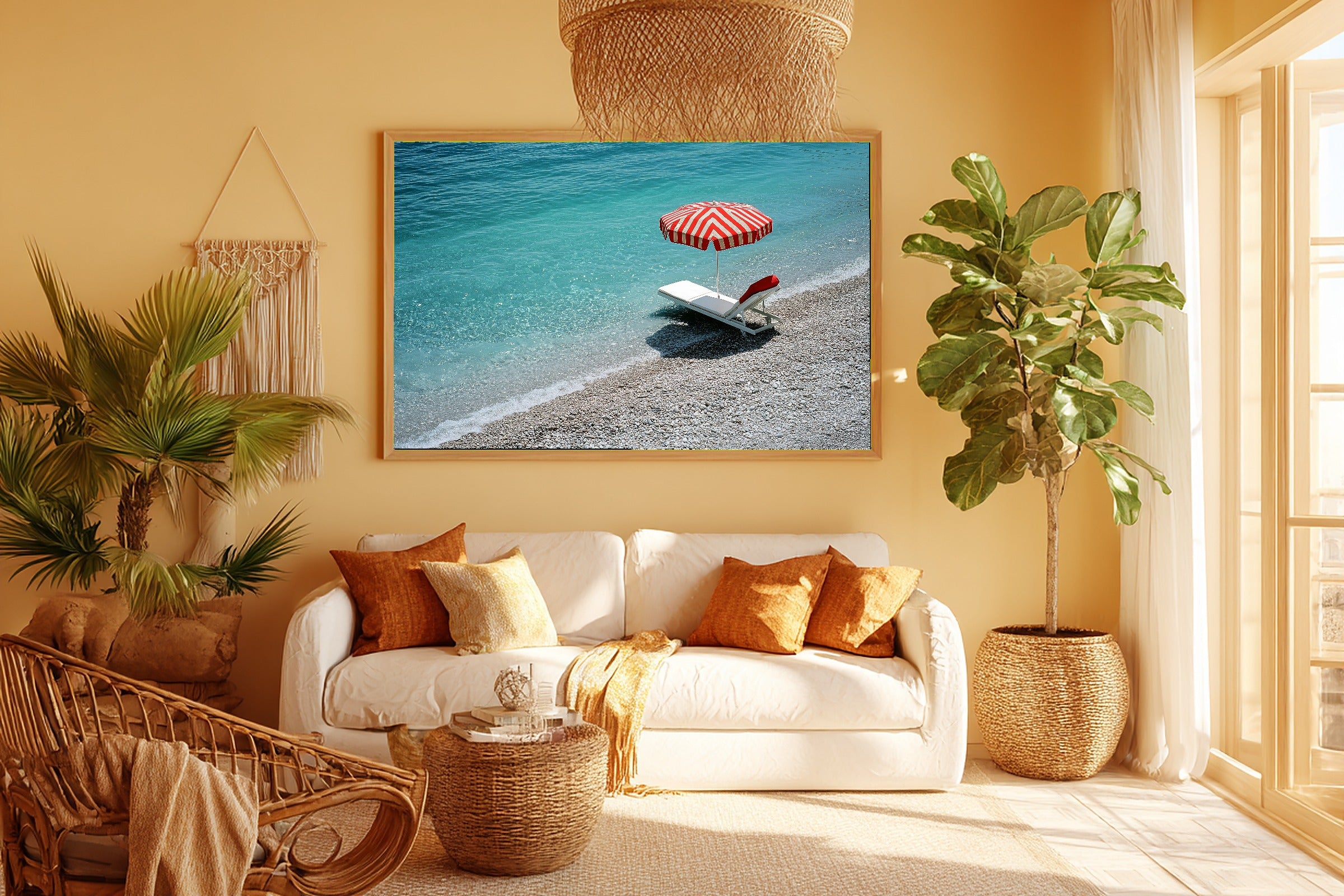 Sunlit Palm French Riviera Chair Canvas Wall Art — Warm Print for the Sunroom, A Gift the Island-Loving Friend Will Adore — french-riviera-chair-room-5-wall-art.jpg