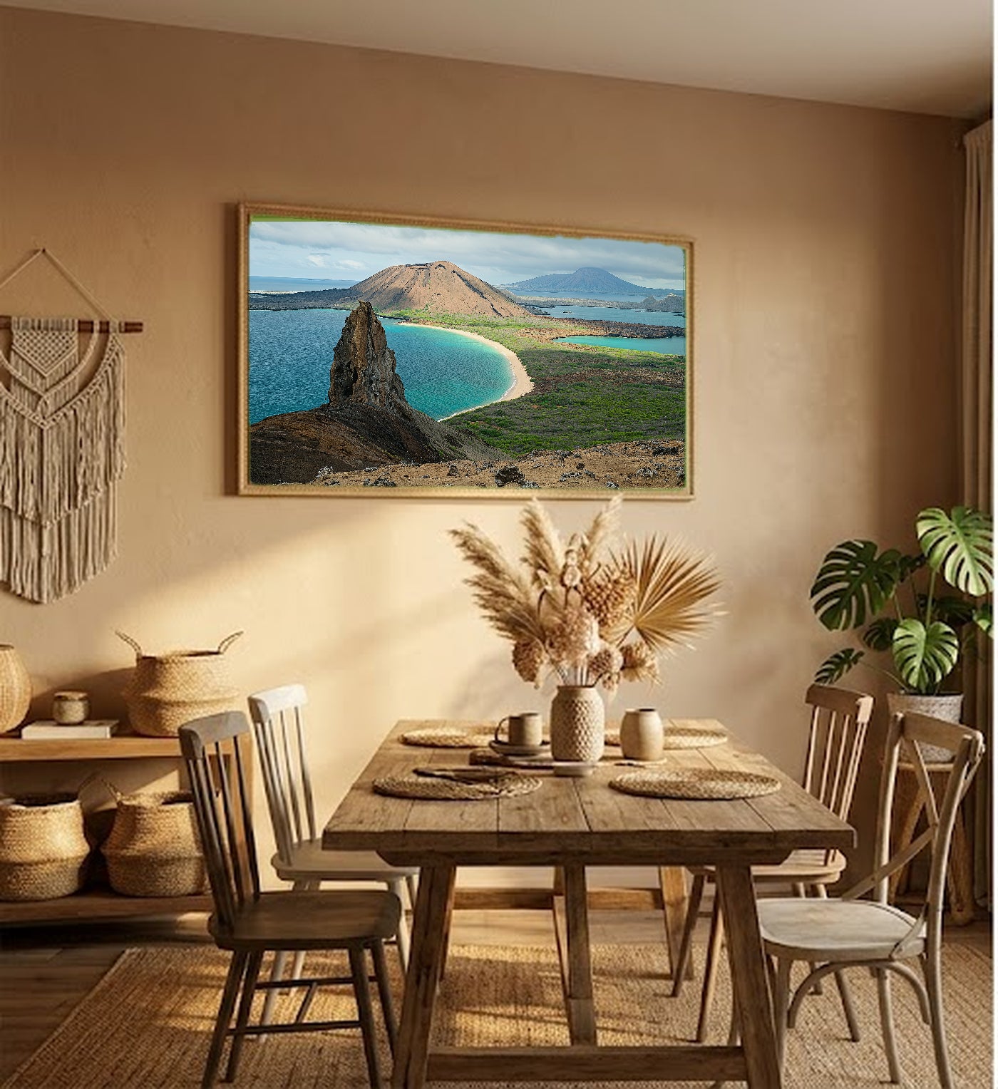 Galapagos Islands Canvas Wall Art | Ecuador Wildlife Print, Tropical Nature, Coastal Decor, Stretched Canvas — galapagos-islands-hallway-wall-art.jpg