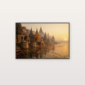 Varanasi Ghats Canvas Wall Art - Ganges River Print, Sacred India, Spiritual Decor, Stretched Canvas — ganges river varanasi canvas print