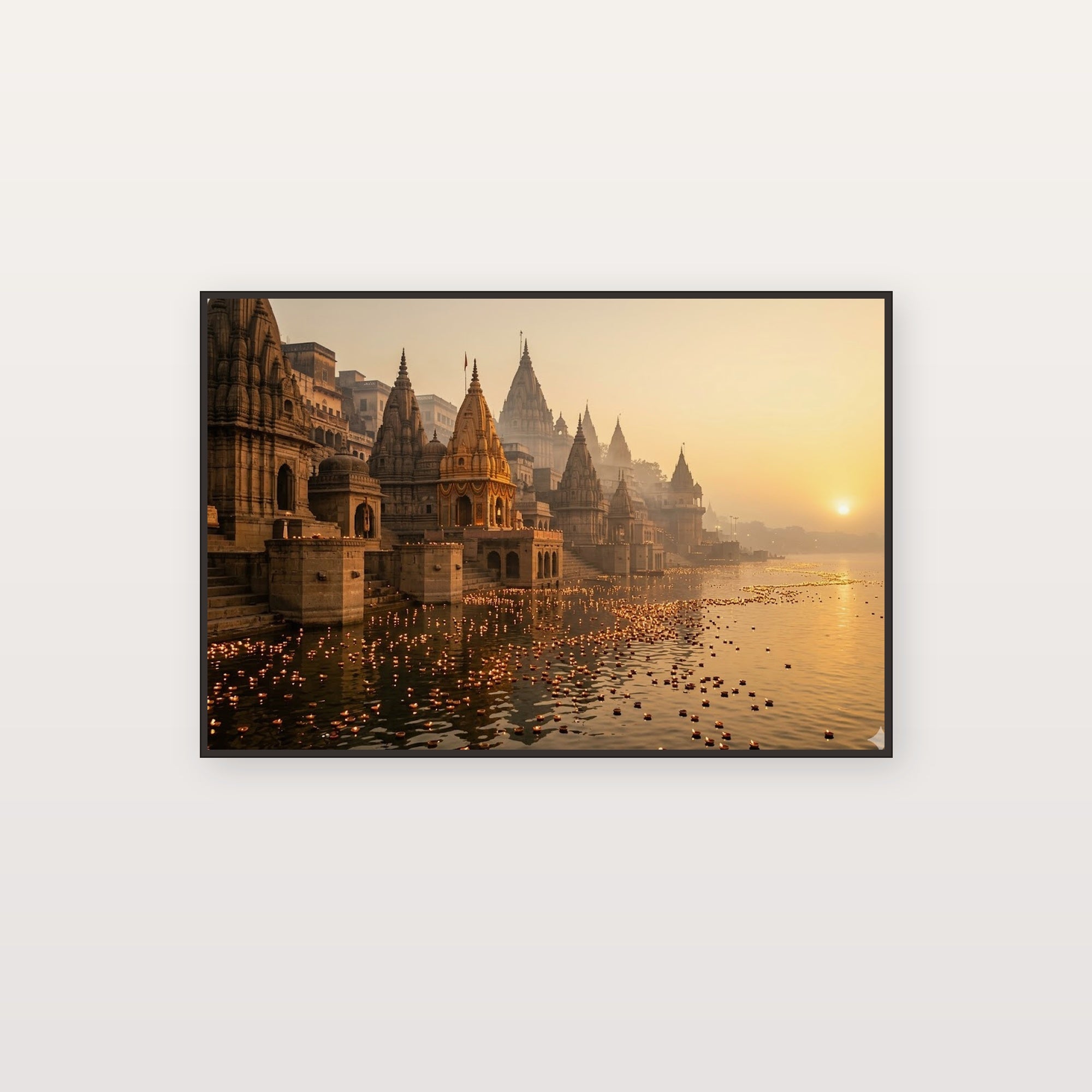 Varanasi Ghats Canvas Wall Art - Ganges River Print, Sacred India, Spiritual Decor, Stretched Canvas — ganges river varanasi canvas print