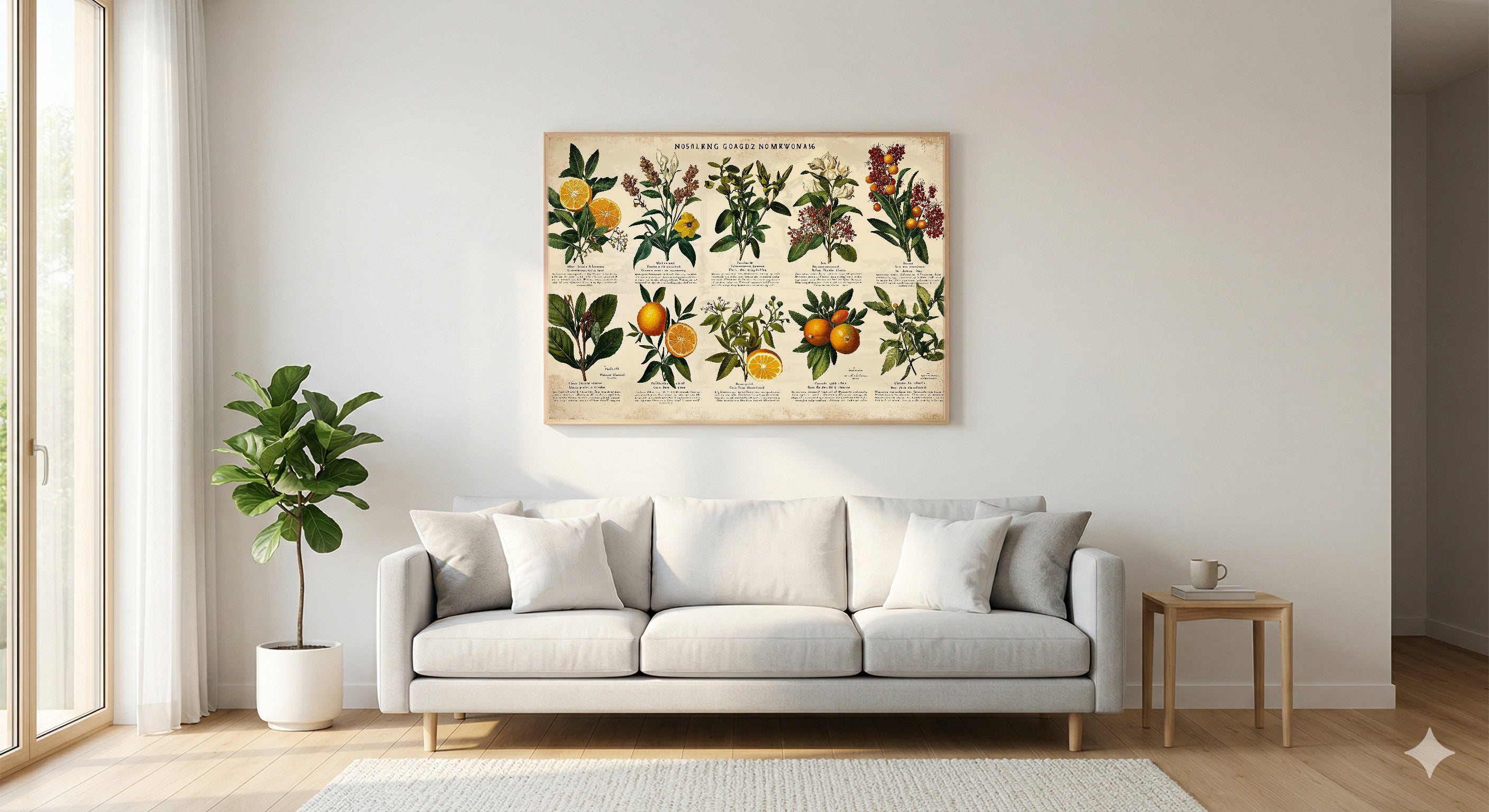 Gin Botanicals Canvas Wall Art | Vintage Chart Print, Bar Cart Mixology Decor, Stretched Canvas — gin-botanicals-chart-living-room-wall-art.jpg