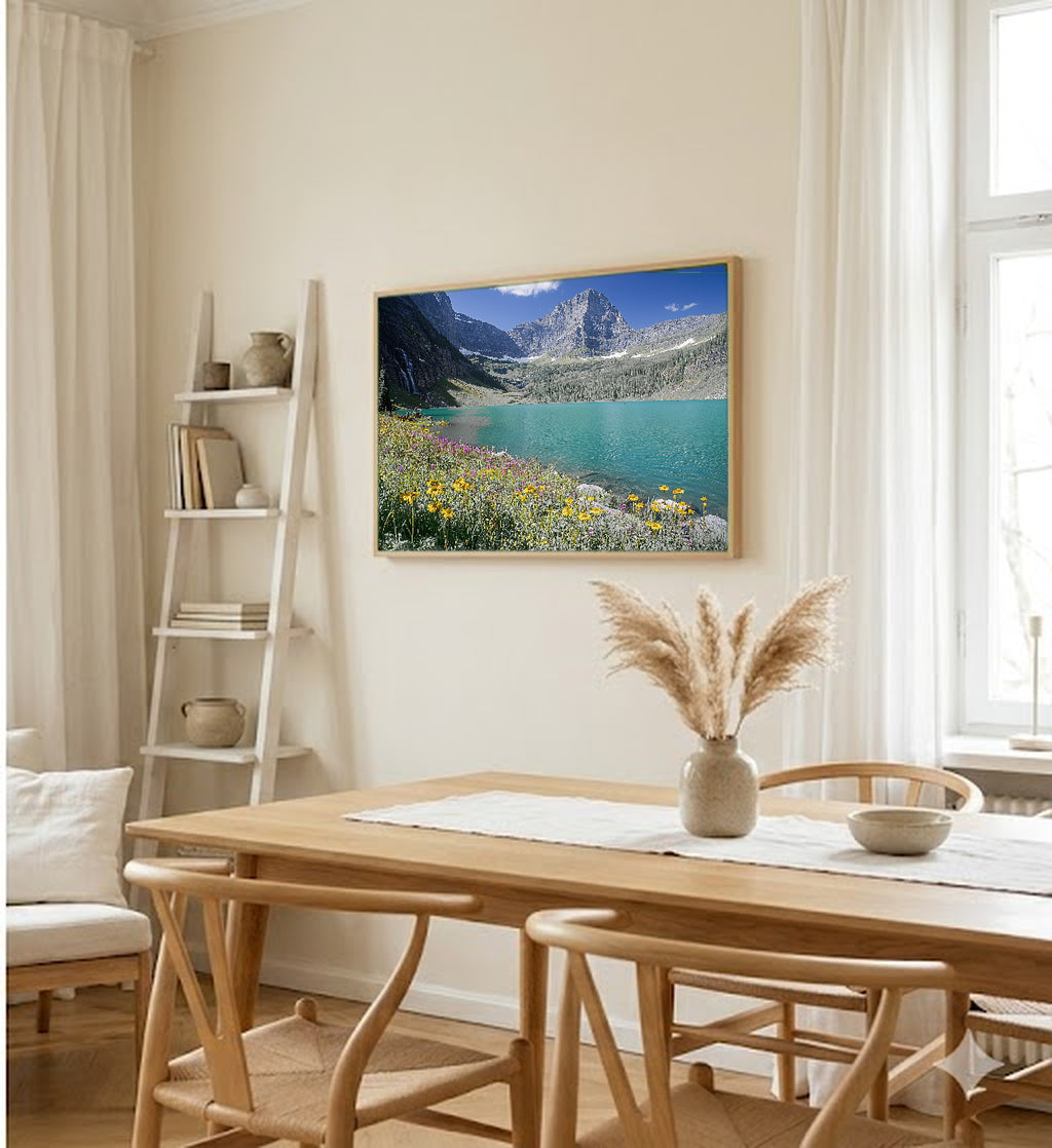 Glacier National Park Canvas Wall Art | Grinnell Lake Print, Montana Mountains, Nature Decor, Stretched Canvas — glacier-grinnell-dining-room-wall-art.jpg