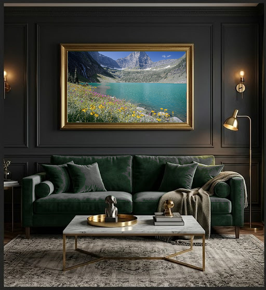 Glacier National Park Canvas Wall Art | Grinnell Lake Print, Montana Mountains, Nature Decor, Stretched Canvas — glacier-grinnell-office-wall-art.jpg