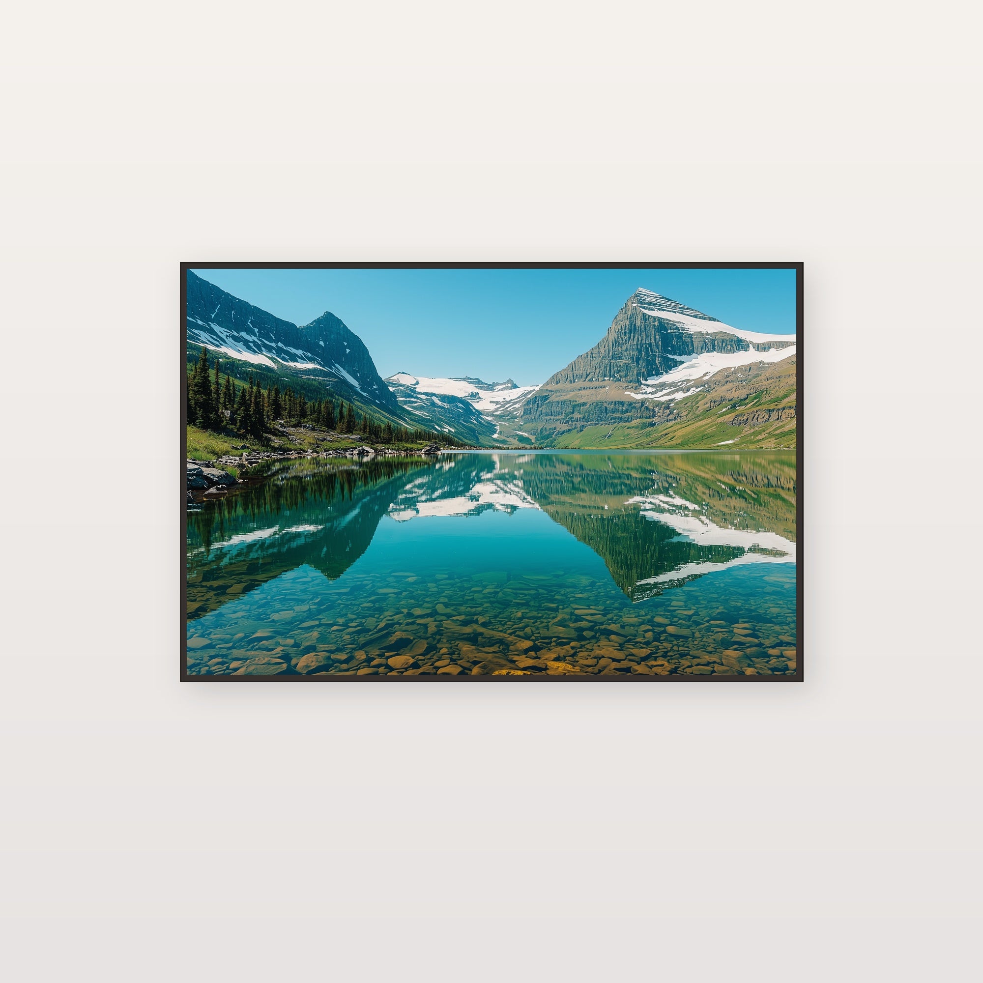 Glacier National Park Canvas Wall Art | Retro Travel Poster Print, Vintage Mountain Decor, Stretched Canvas — glacier-national-retro-poster-canvas-print.jpg
