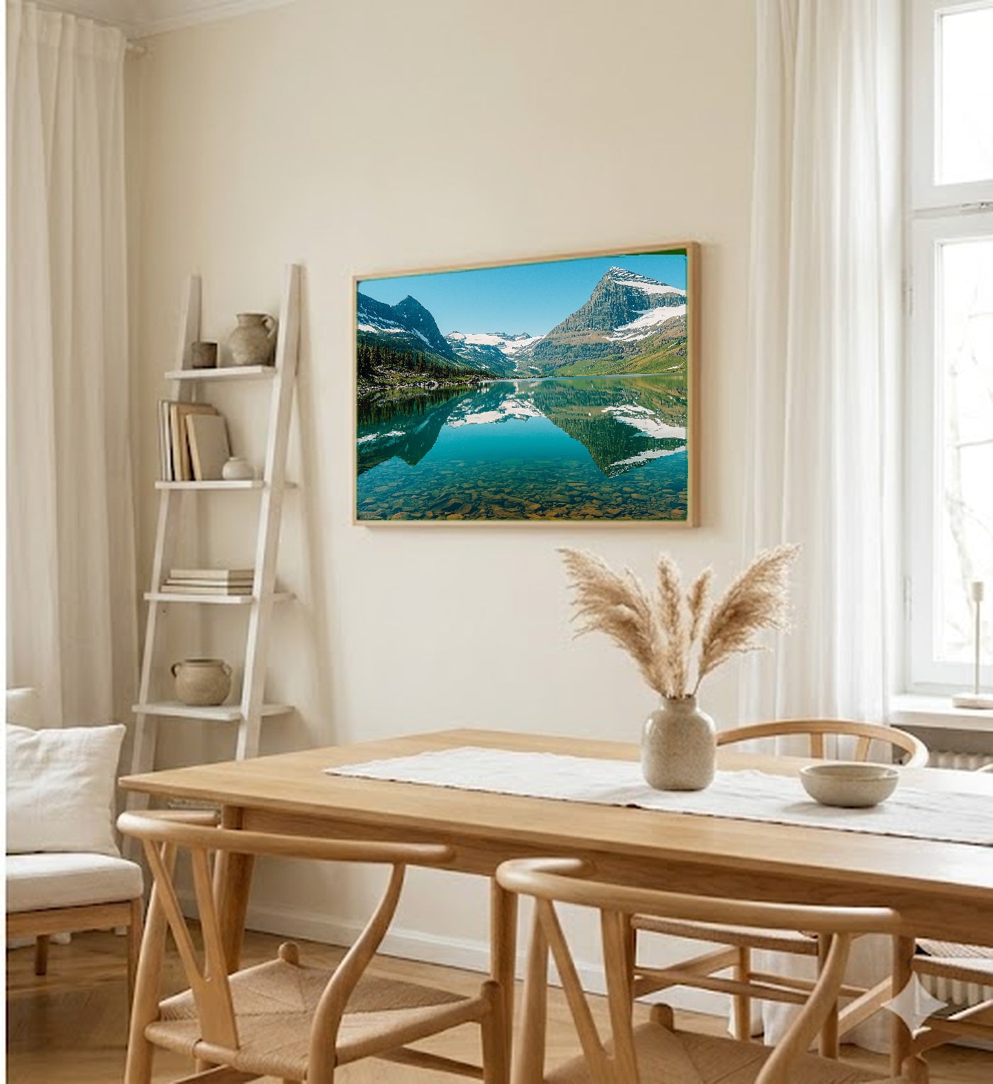 Glacier National Park Canvas Wall Art | Retro Travel Poster Print, Vintage Mountain Decor, Stretched Canvas — glacier-national-retro-poster-dining-room-wall-art.jpg