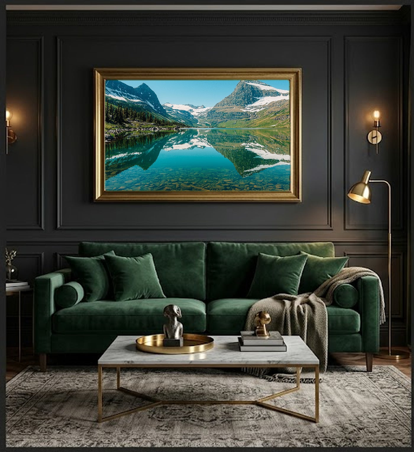Glacier National Park Canvas Wall Art | Retro Travel Poster Print, Vintage Mountain Decor, Stretched Canvas — glacier-national-retro-poster-office-wall-art.jpg