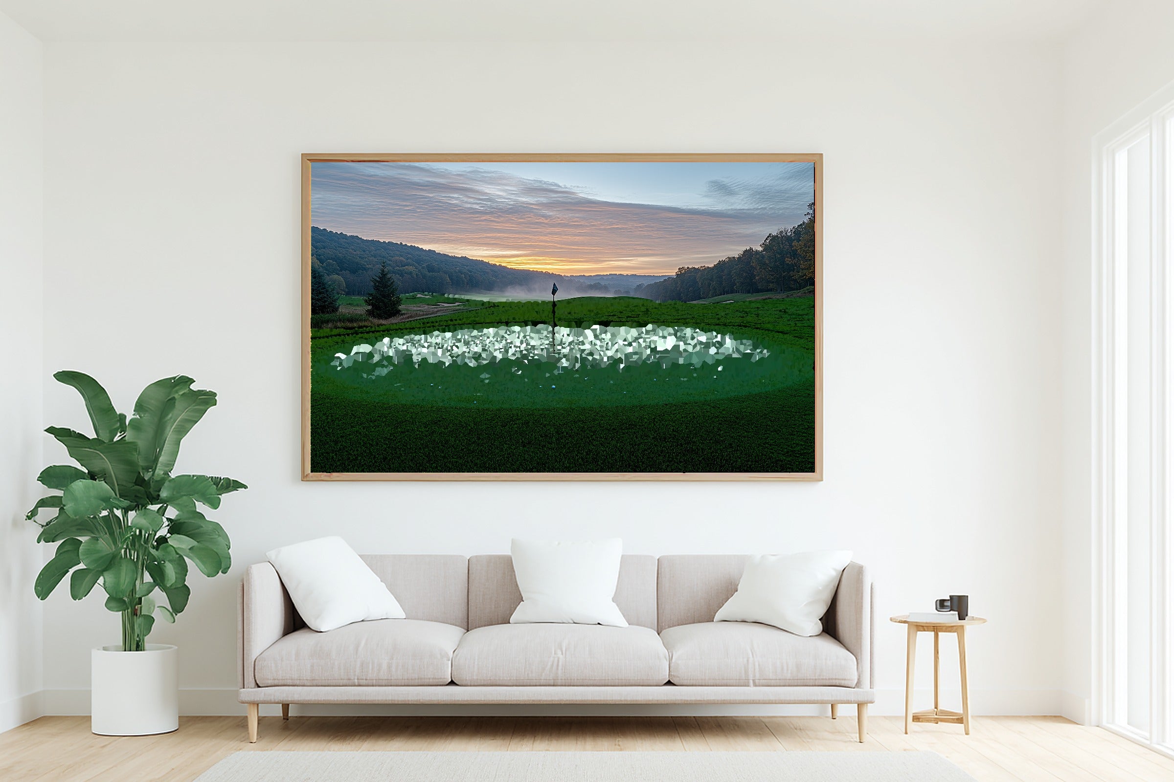 Soft Painterly Golf Course Sunrise Art Print — Warm Decor for the Living Room, Stretched Canvas the Art Lover in Your Life Will Love — golf-course-sunrise-living-room-wall-art.jpg