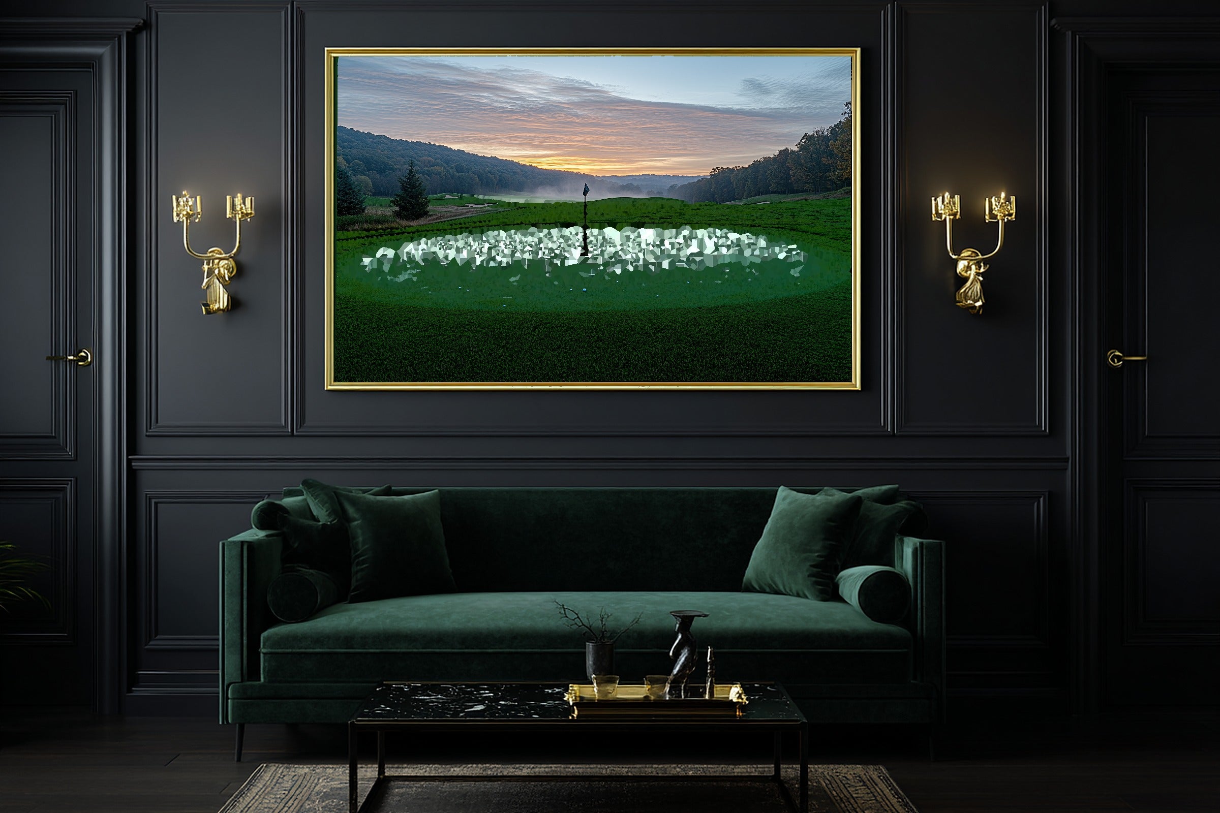 Soft Painterly Golf Course Sunrise Art Print — Warm Decor for the Living Room, Stretched Canvas the Art Lover in Your Life Will Love — golf-course-sunrise-office-wall-art.jpg