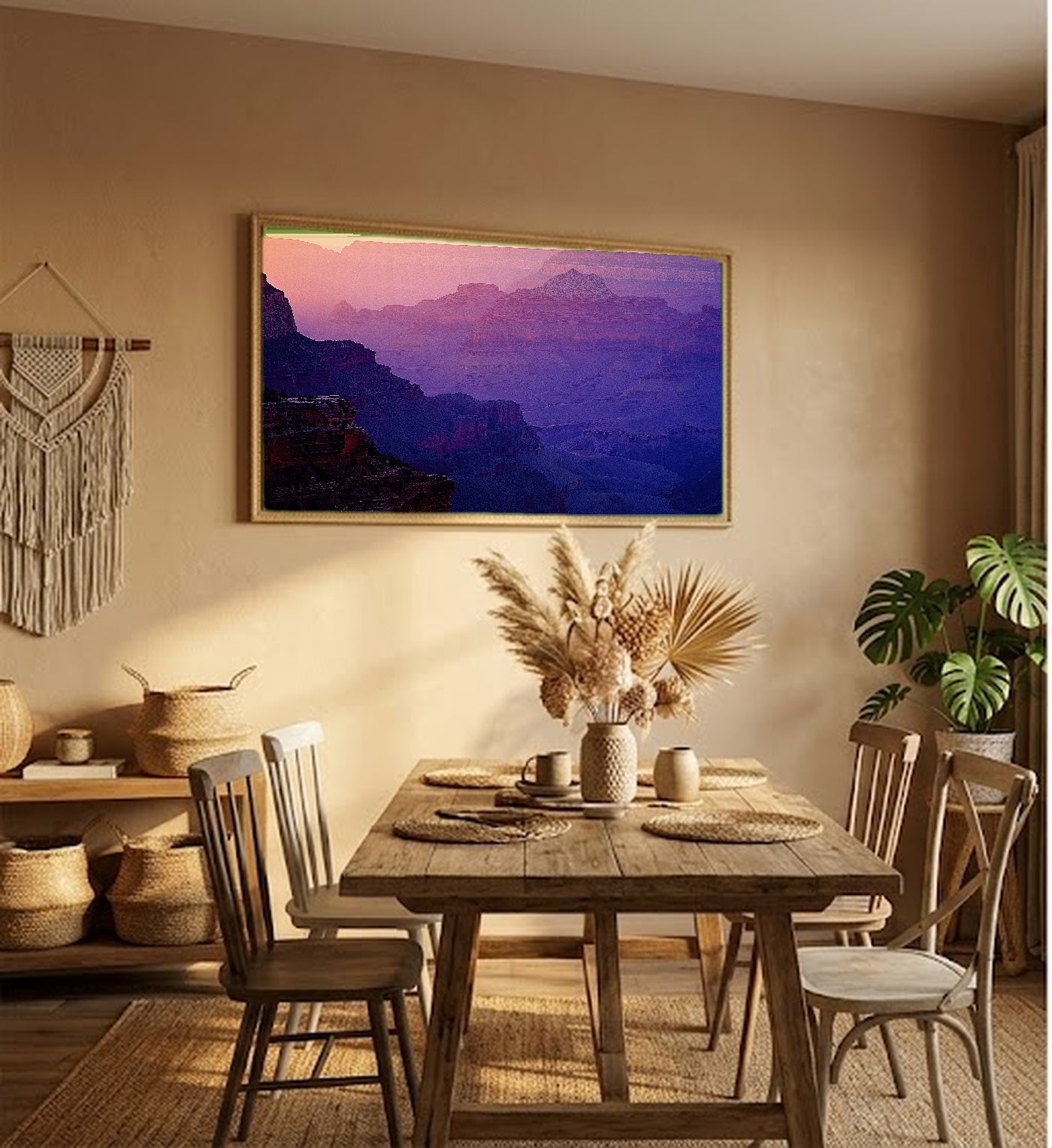 Grand Canyon Canvas Wall Art | Retro Travel Poster Print, 70s National Park Decor, Stretched Canvas — grand-canyon-retro-poster-hallway-wall-art.jpg