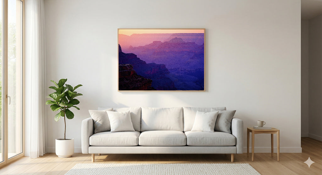 Grand Canyon Canvas Wall Art | Retro Travel Poster Print, 70s National Park Decor, Stretched Canvas — grand-canyon-retro-poster-living-room-wall-art.jpg
